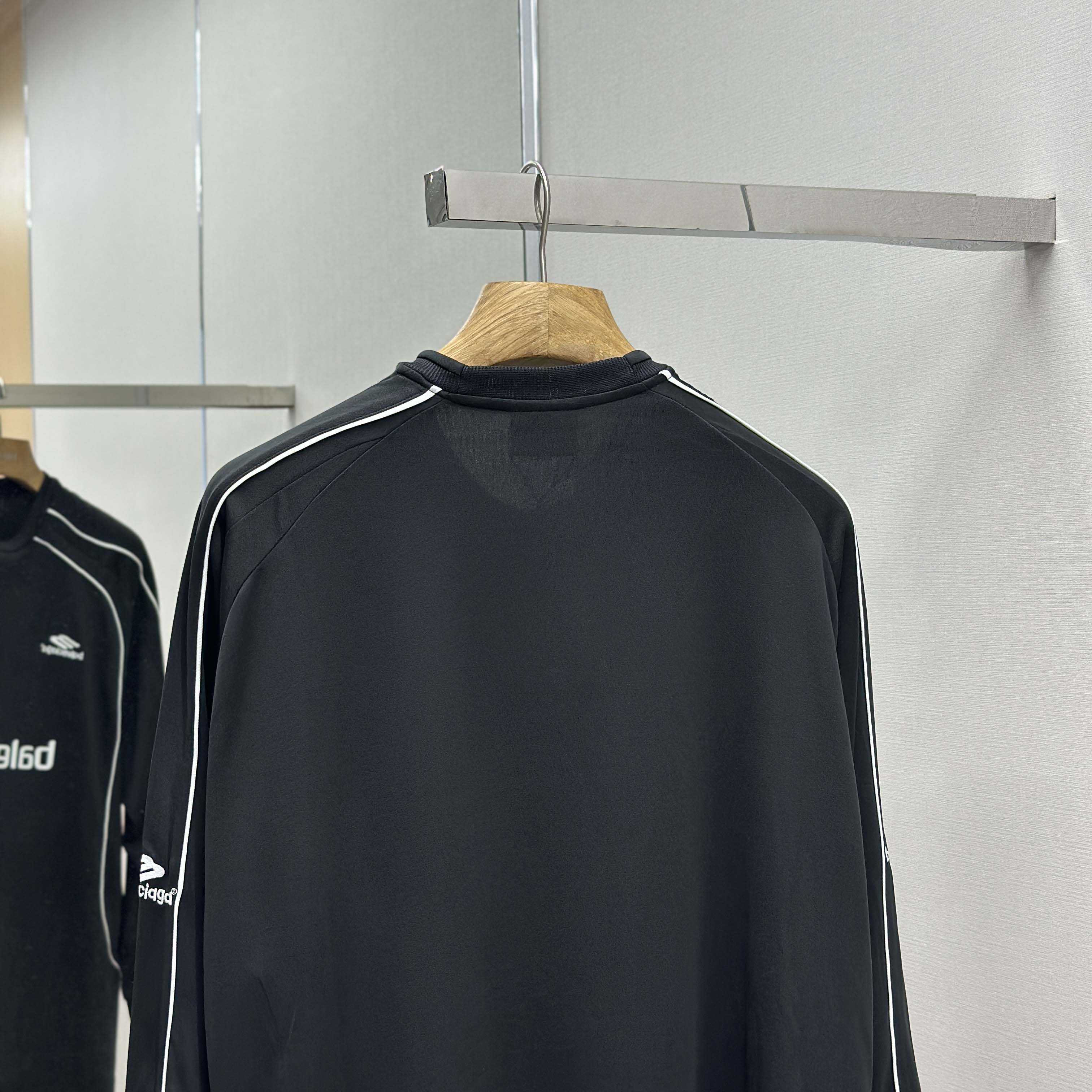 Balenciaga Paris Black Long Sleeve Soccer Jersey - DesignerGu
