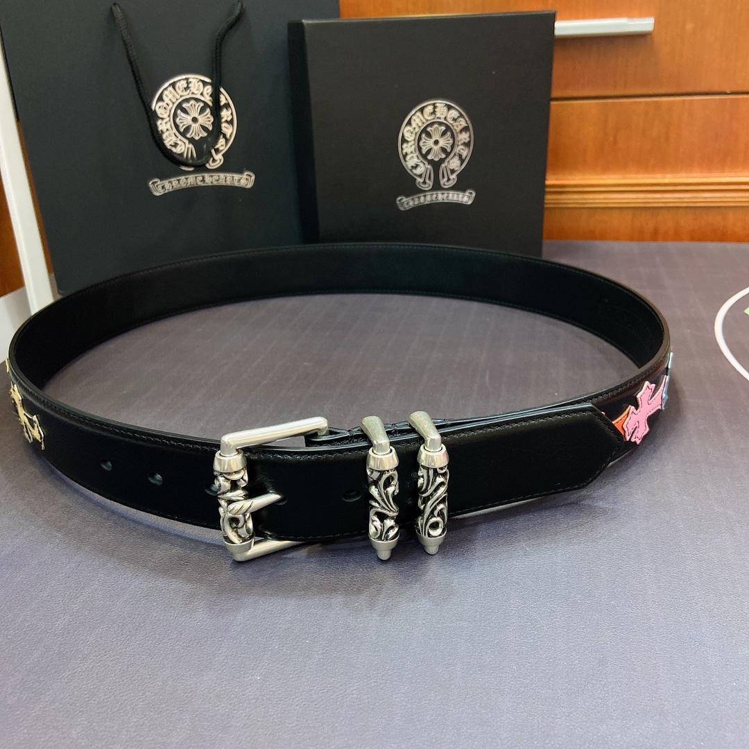 Chrome Hearts Leather Belt    3.8cm - DesignerGu