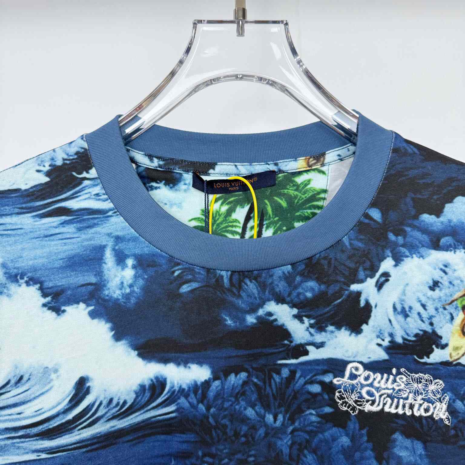 Louis Vuitton Printed Short-Sleeved Cotton T-Shirt   1AFRFH - DesignerGu