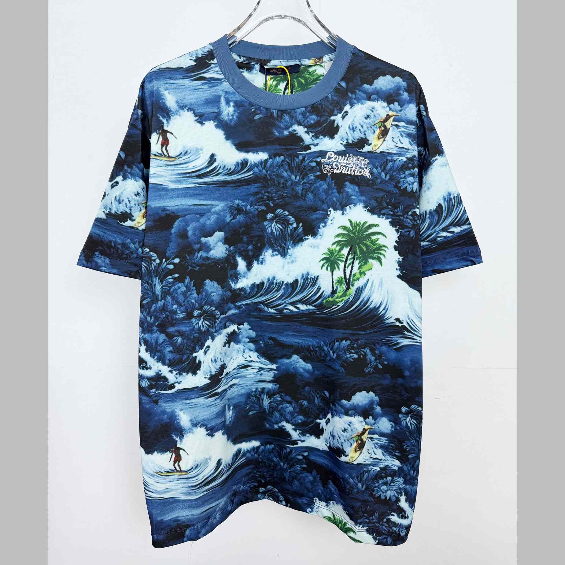 Louis Vuitton Printed Short-Sleeved Cotton T-Shirt   1AFRFH - DesignerGu
