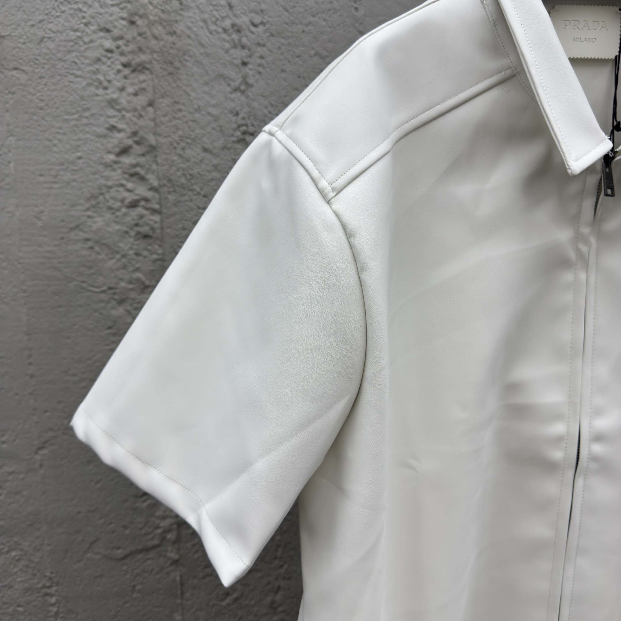 Prada Men's Nappa Leather Short-Sleeve Shirt - DesignerGu