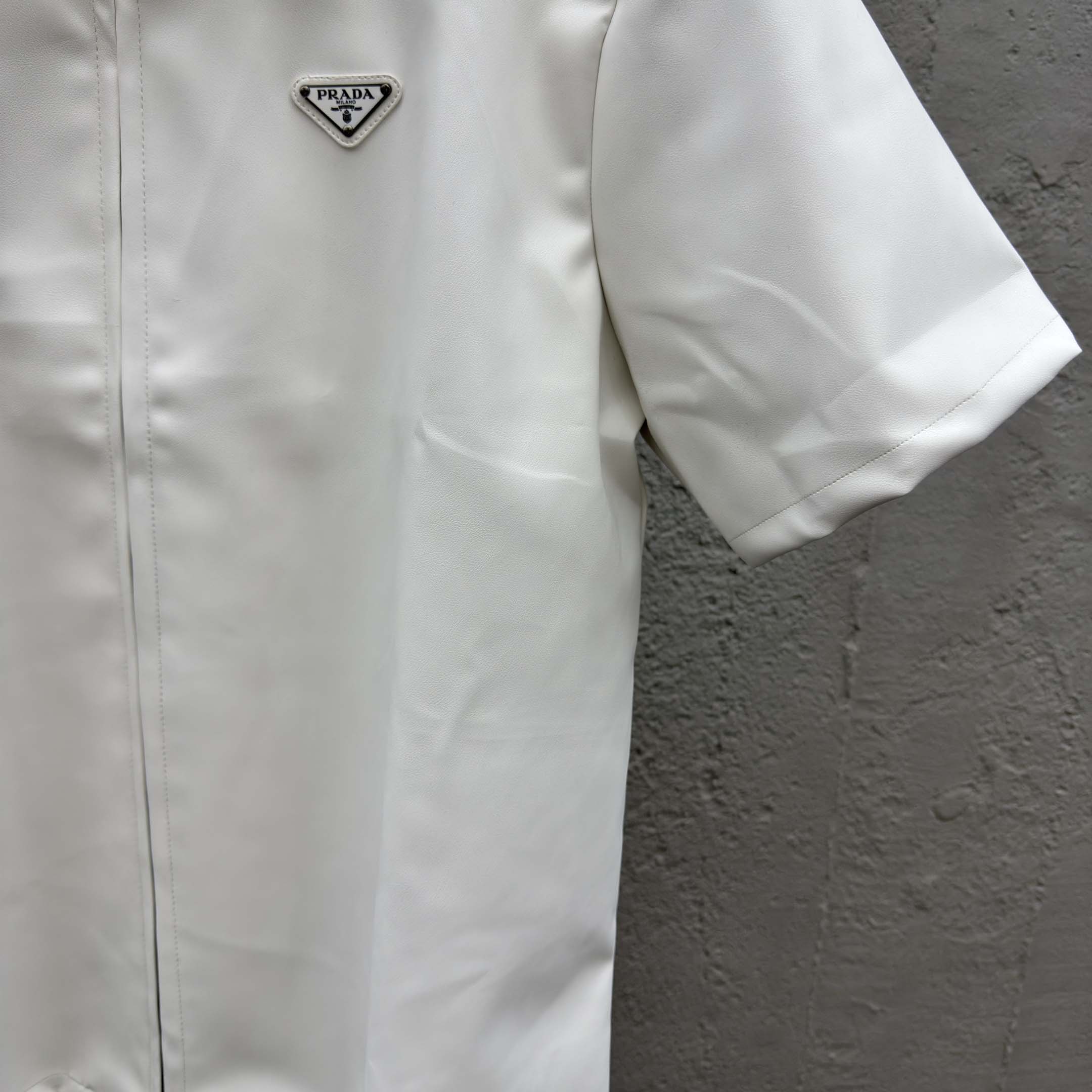 Prada Men's Nappa Leather Short-Sleeve Shirt - DesignerGu