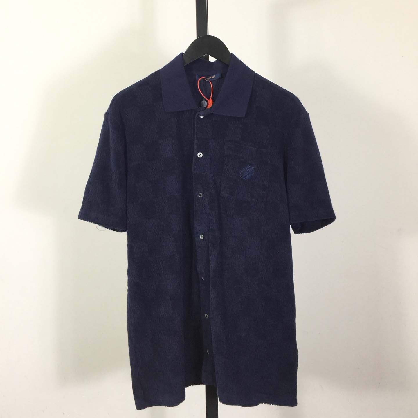 Louis Vuitton Damier French Terry Short-Sleeved Cotton-Blend Shirt   1AGK51 - DesignerGu