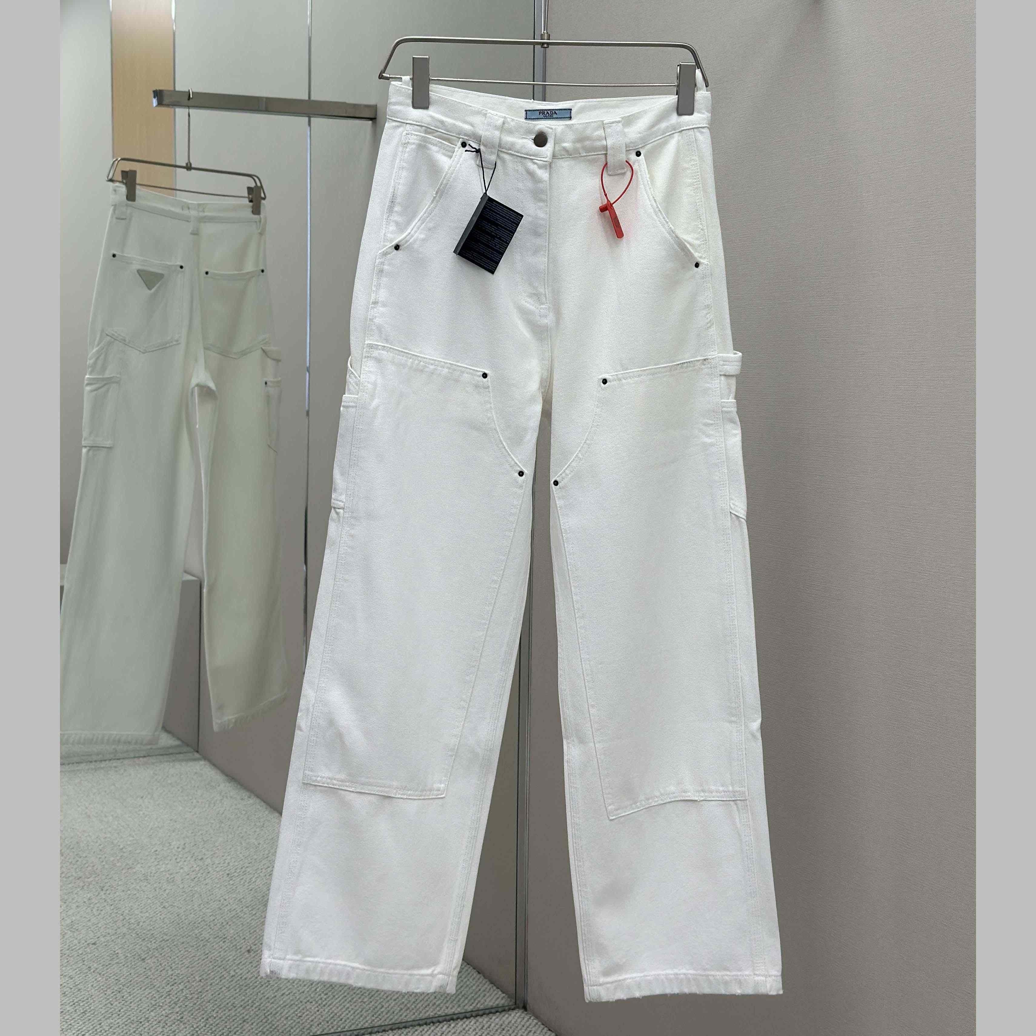 Prada White Old Canvas Pants - DesignerGu