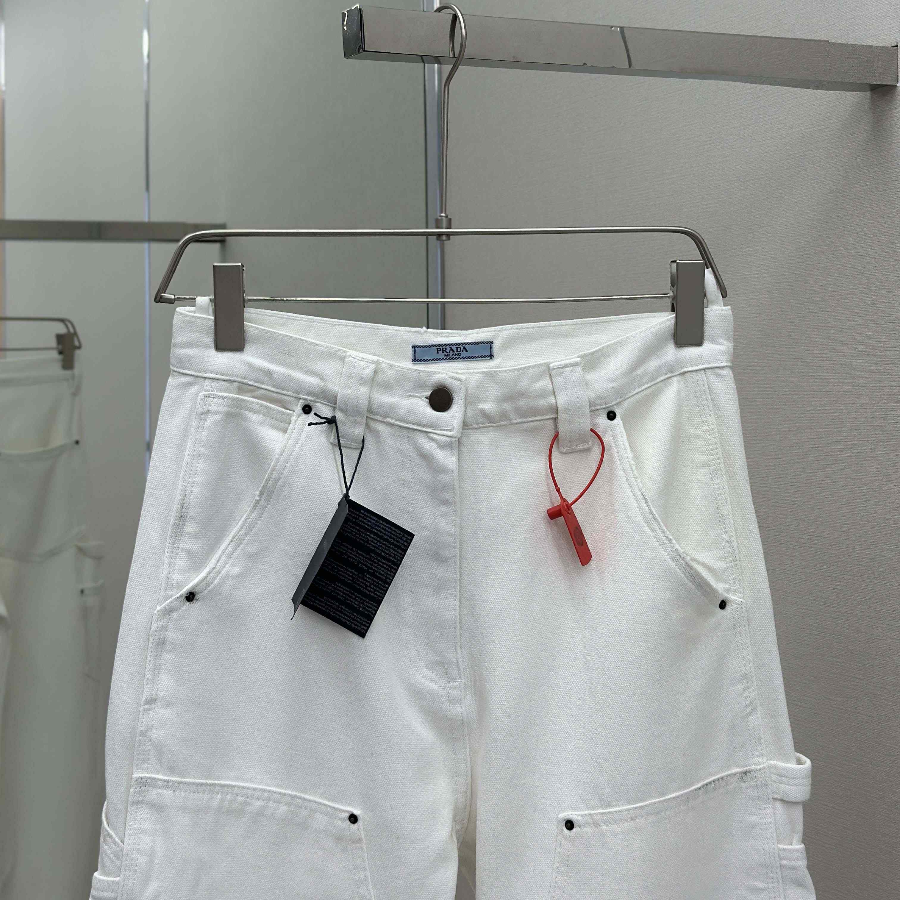 Prada White Old Canvas Pants - DesignerGu
