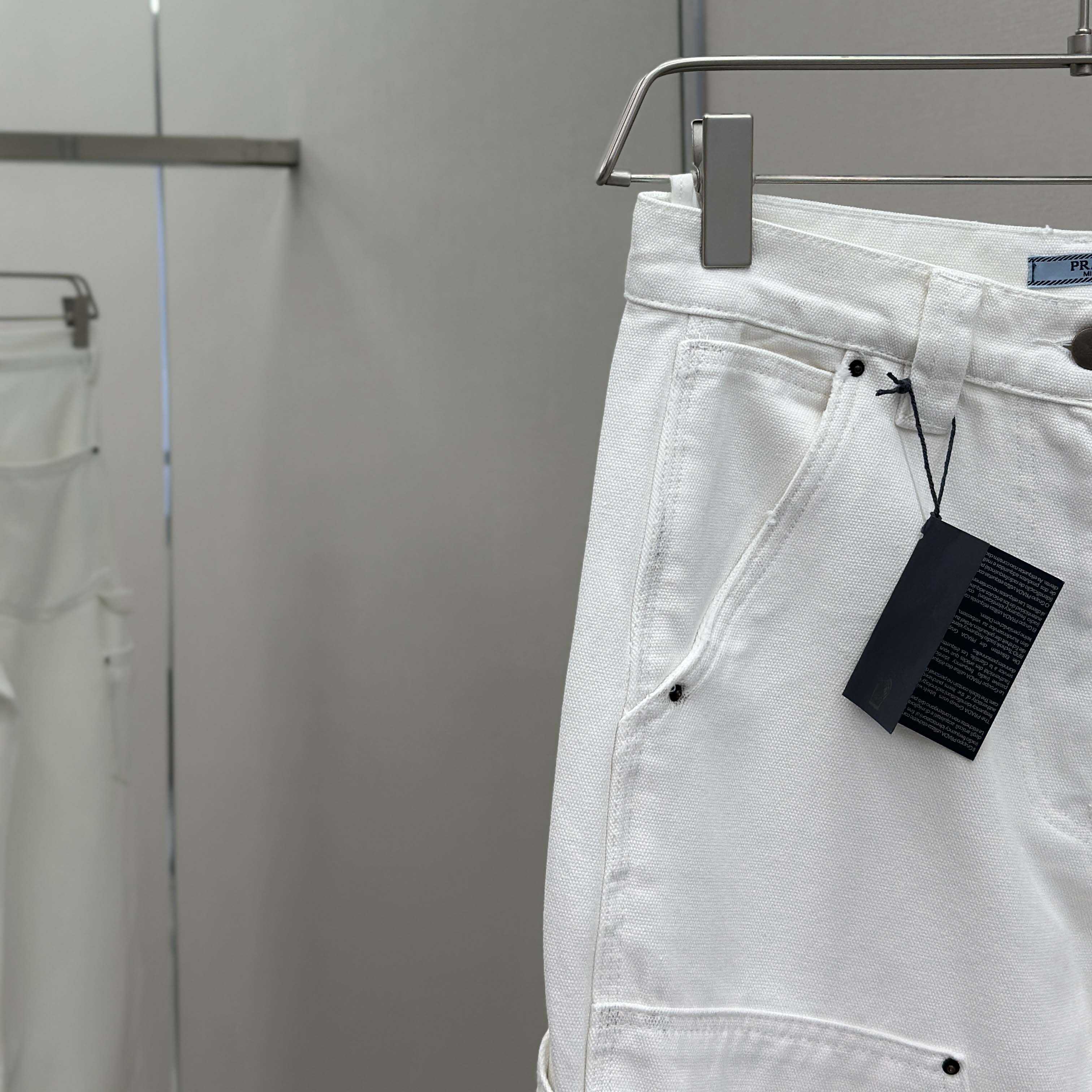 Prada White Old Canvas Pants - DesignerGu