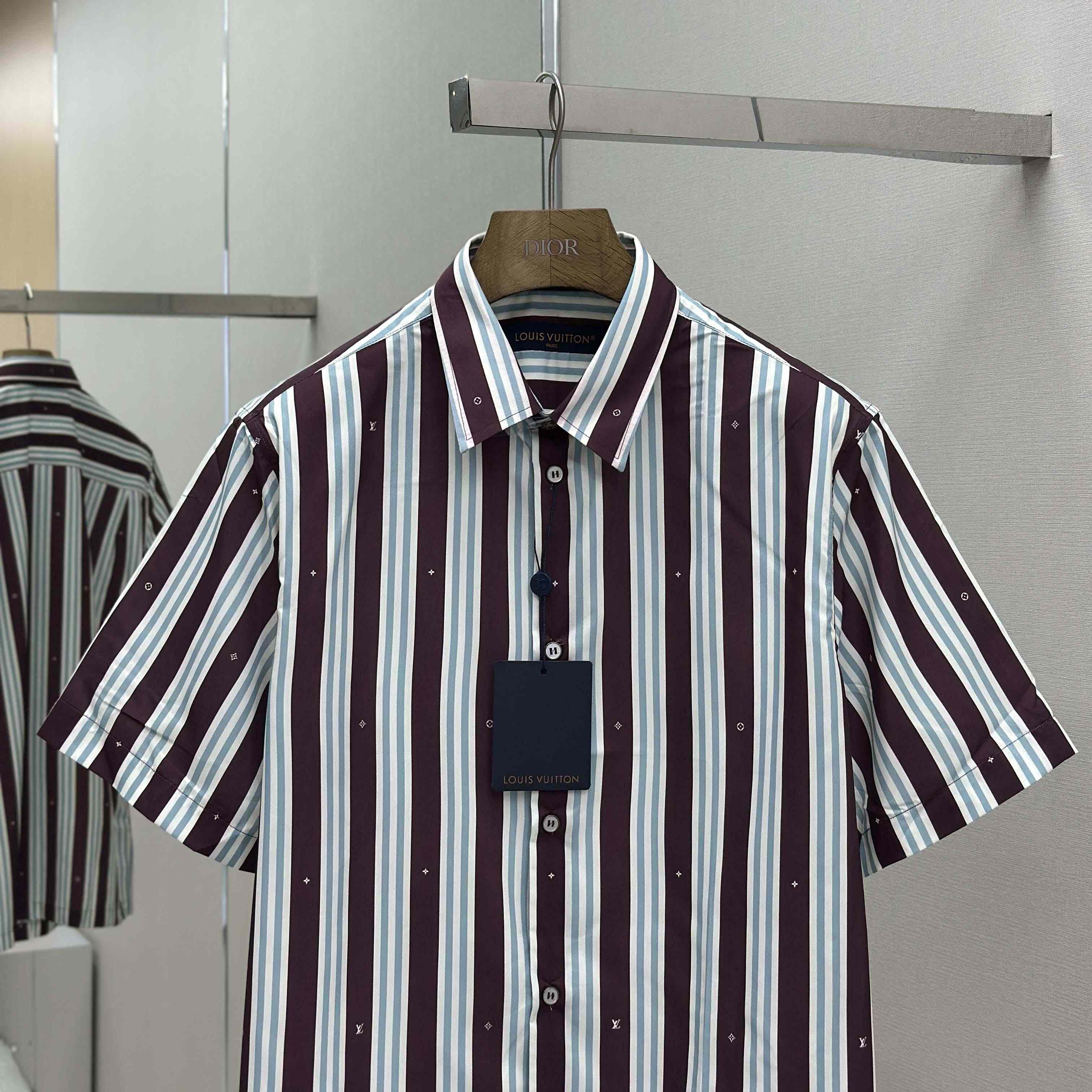 Louis Vuitton Striped Short-Sleeved Shirt   1AHVWE - DesignerGu