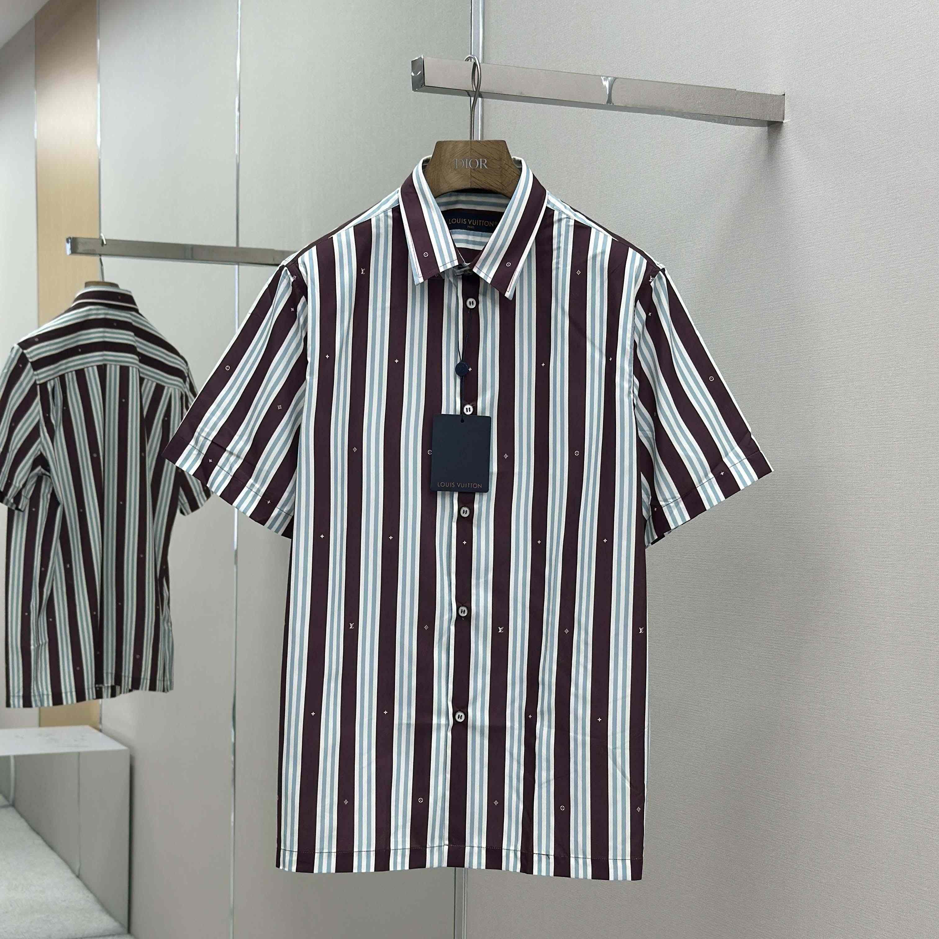 Louis Vuitton Striped Short-Sleeved Shirt   1AHVWE - DesignerGu