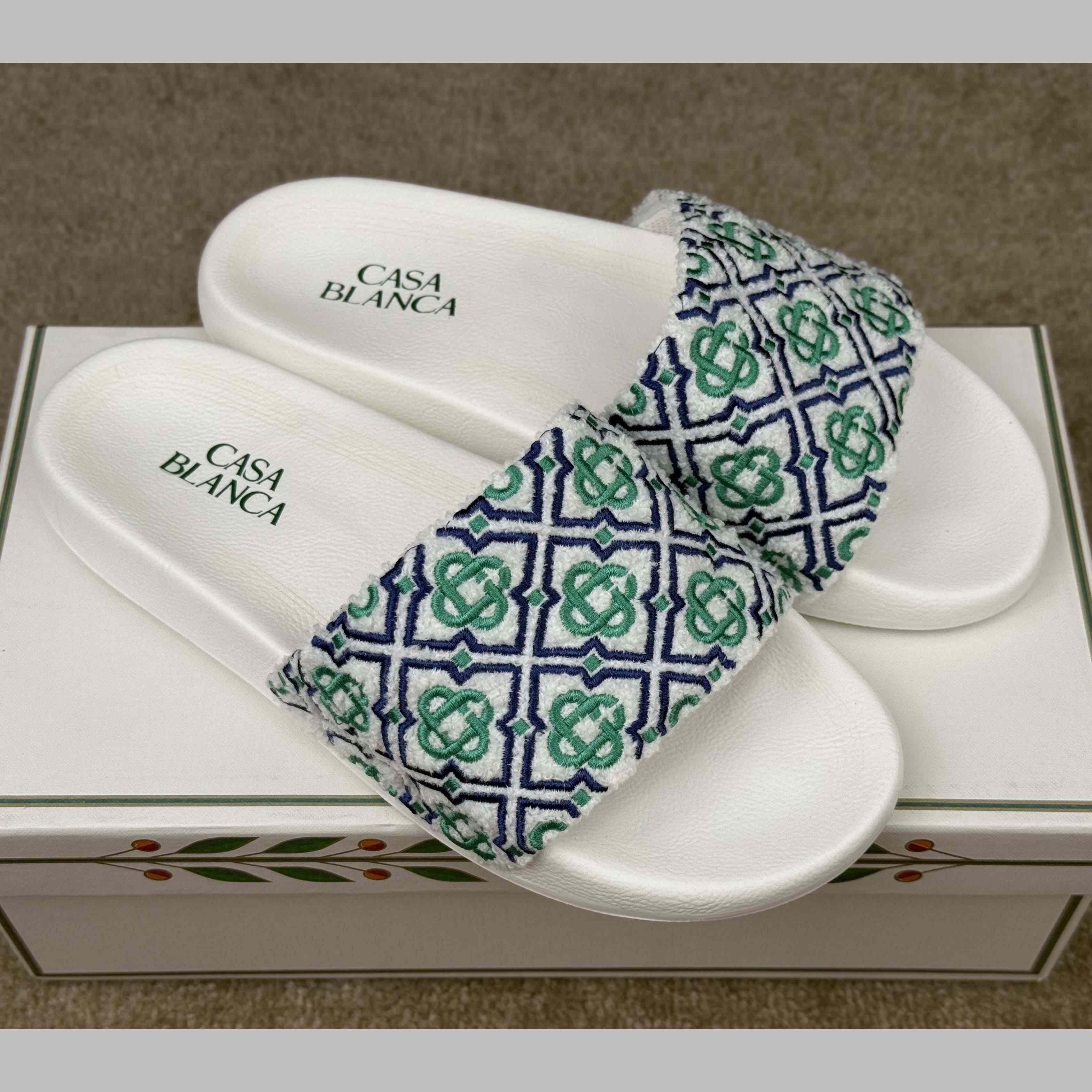 Casablanca Embroidered-monogram Slides - DesignerGu