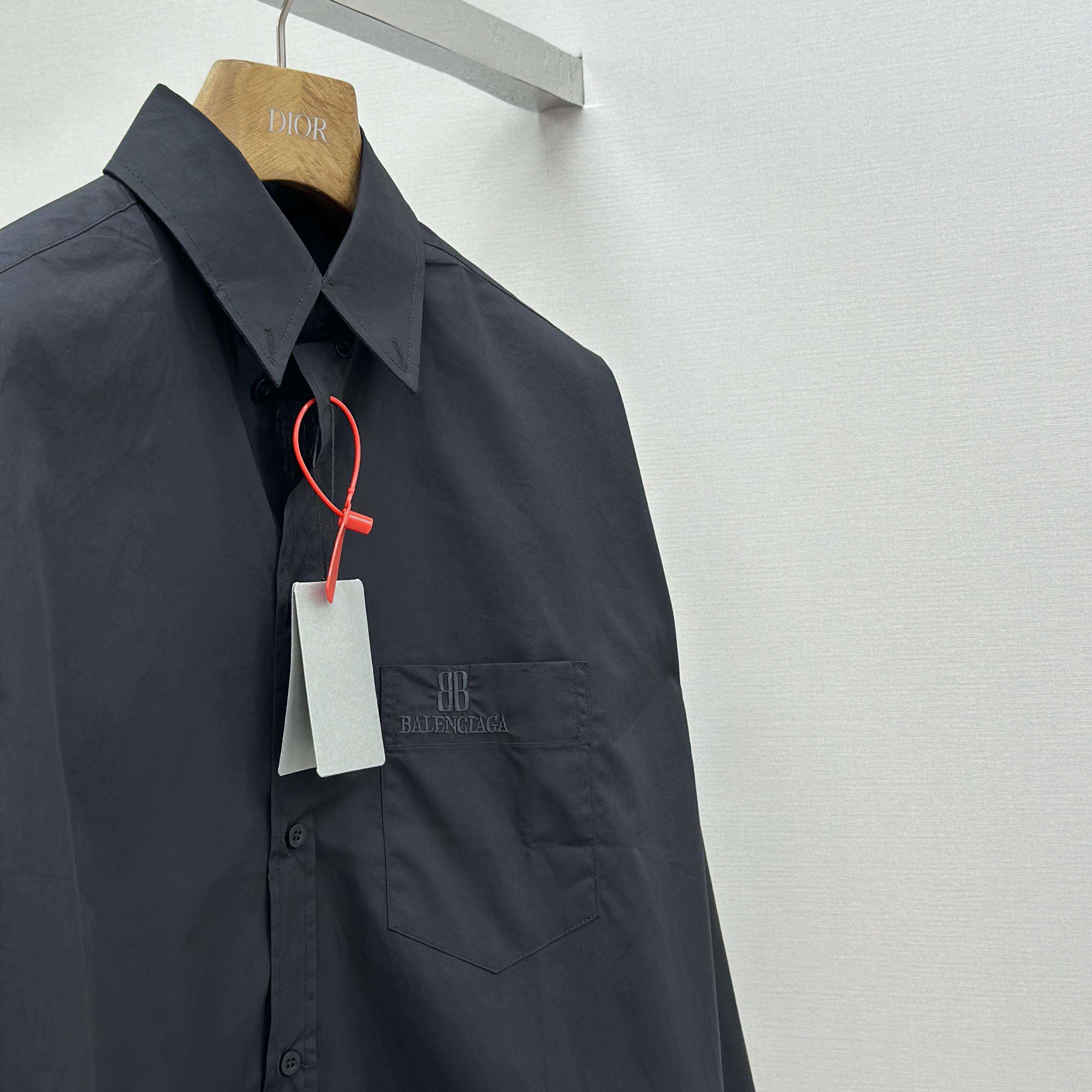 Balenciaga Large Fit Shirt In Black Cotton Poplin - DesignerGu