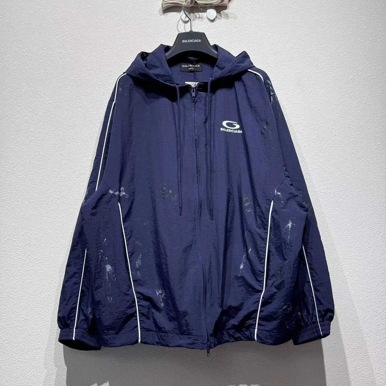 Balenciaga Painter Tracksuit Jacket In Navy Techno Poplin - DesignerGu