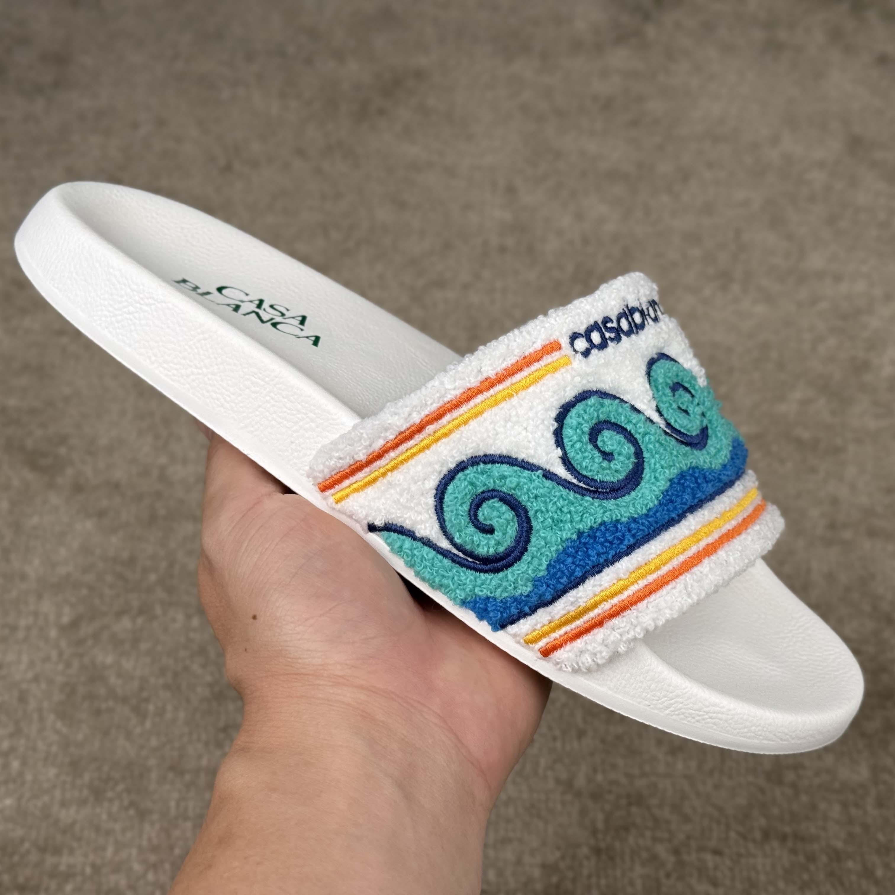 Casablanca Men's Embroidered Terry Slide Sandals - DesignerGu