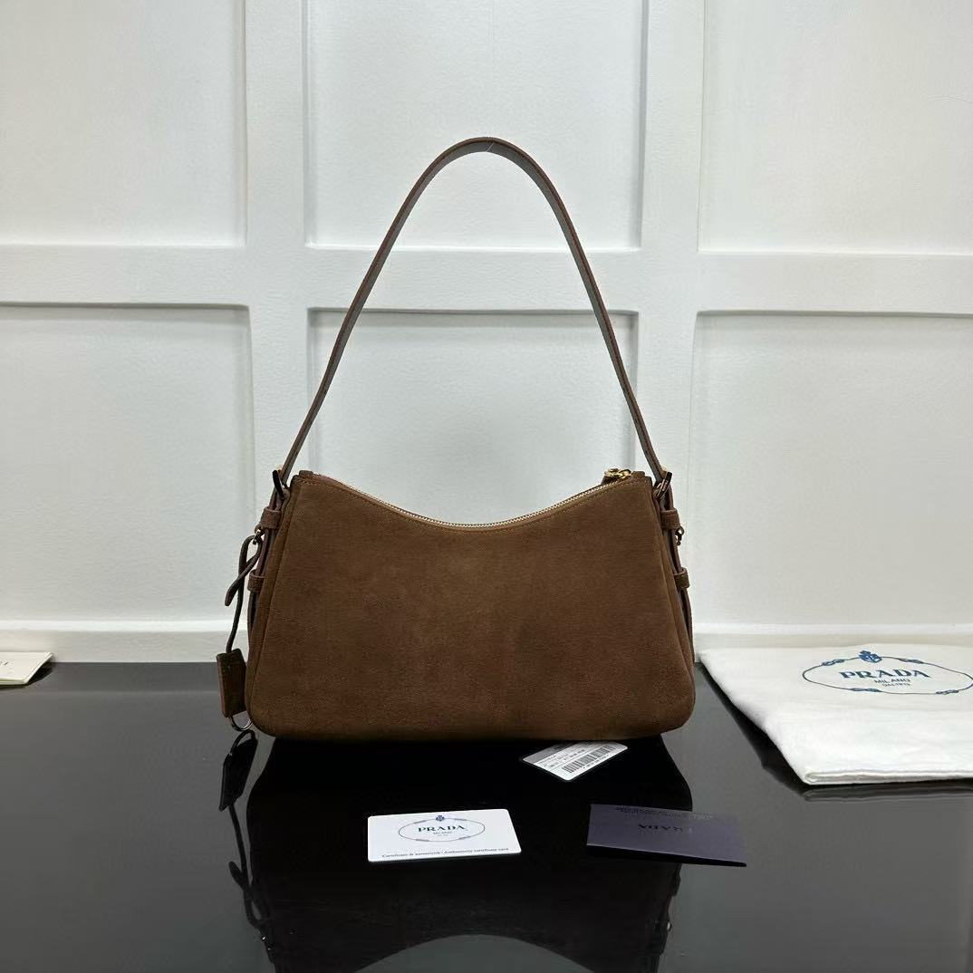 Prada Aimée Medium Suede Shoulder Bag - DesignerGu