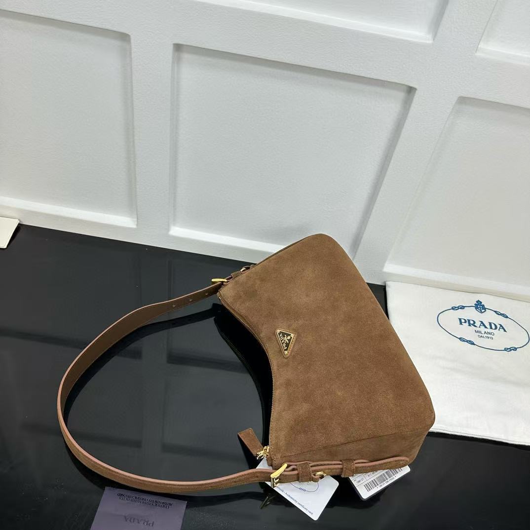 Prada Aimée Medium Suede Shoulder Bag - DesignerGu