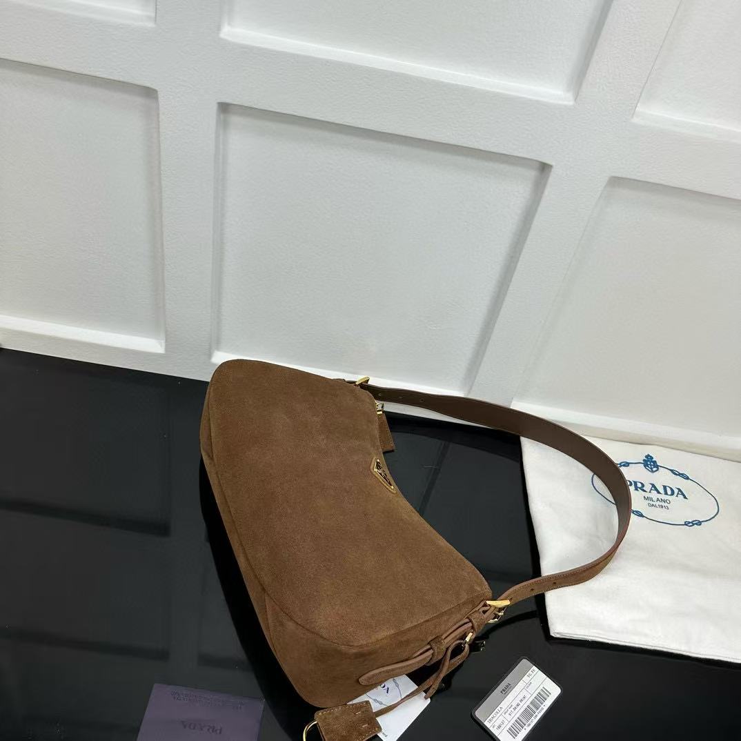 Prada Aimée Medium Suede Shoulder Bag - DesignerGu