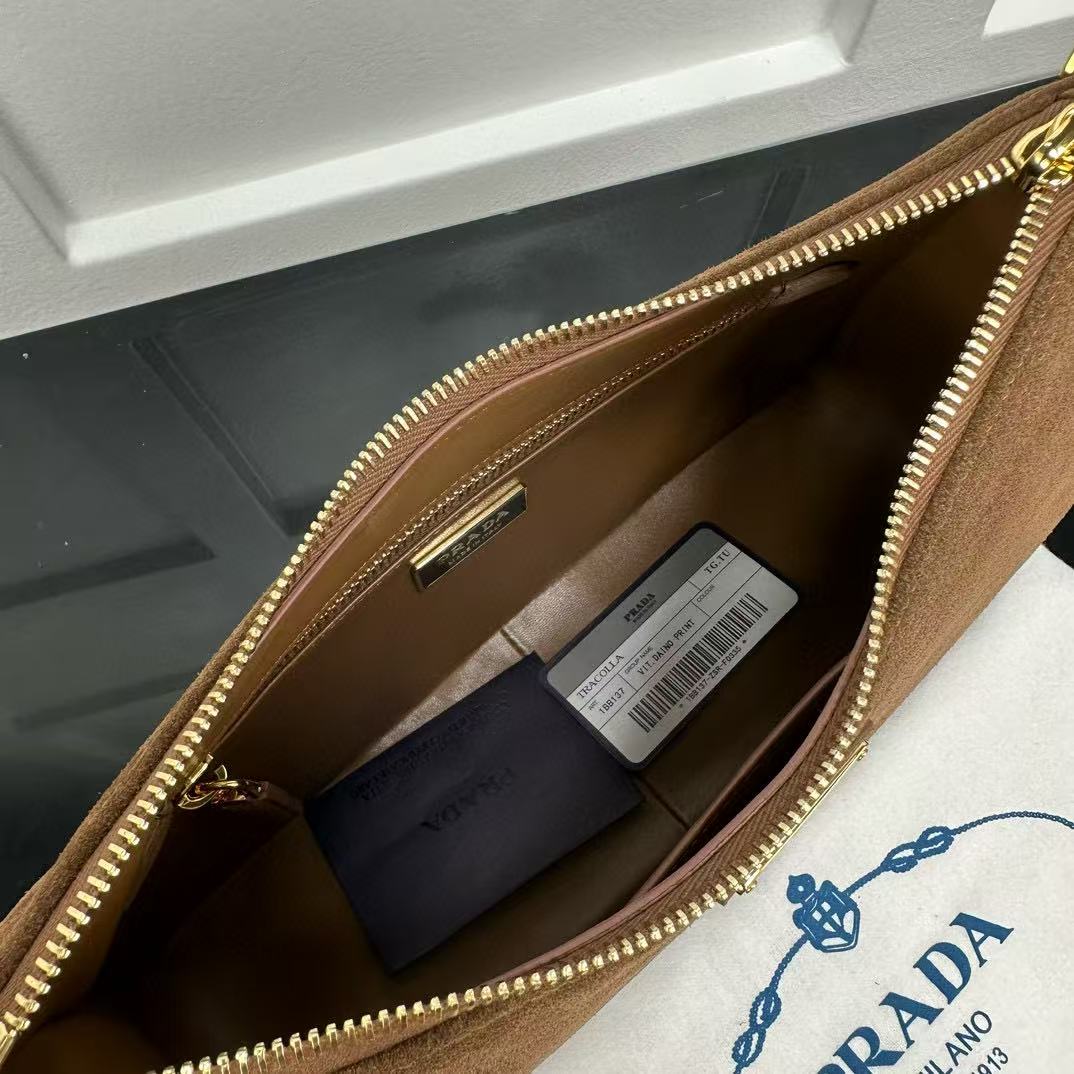 Prada Aimée Medium Suede Shoulder Bag - DesignerGu
