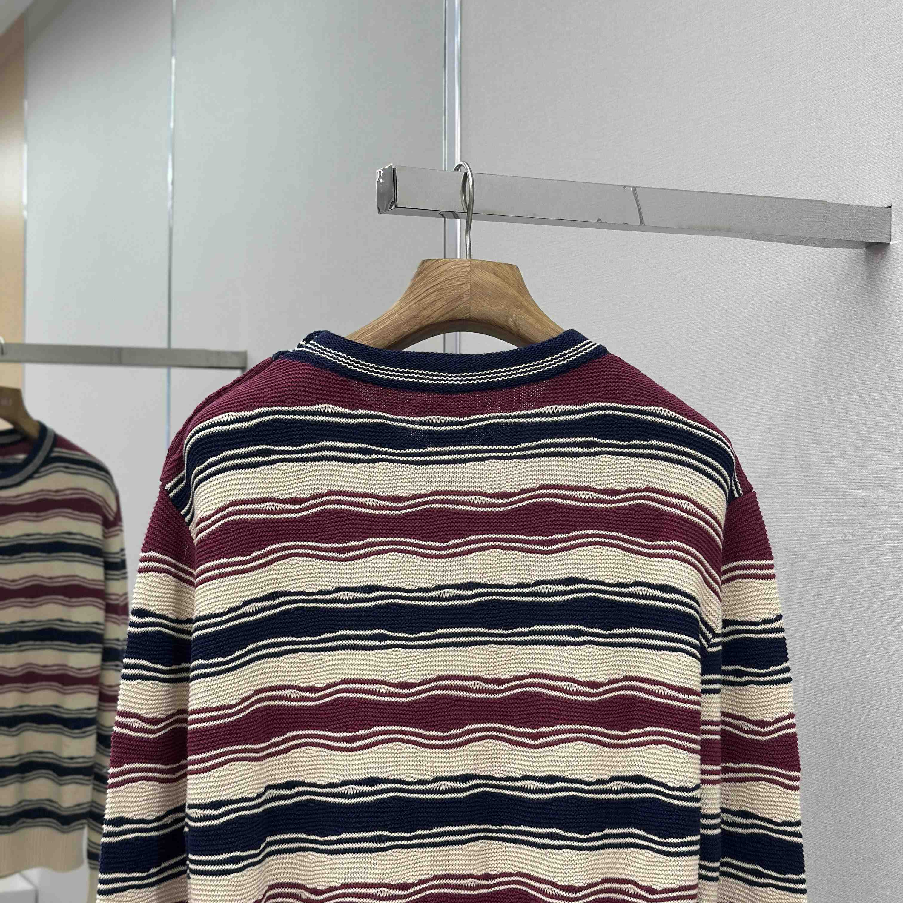 Bottega Veneta Men's Red Distorted Stripe Linen & Cotton Sweater  - DesignerGu