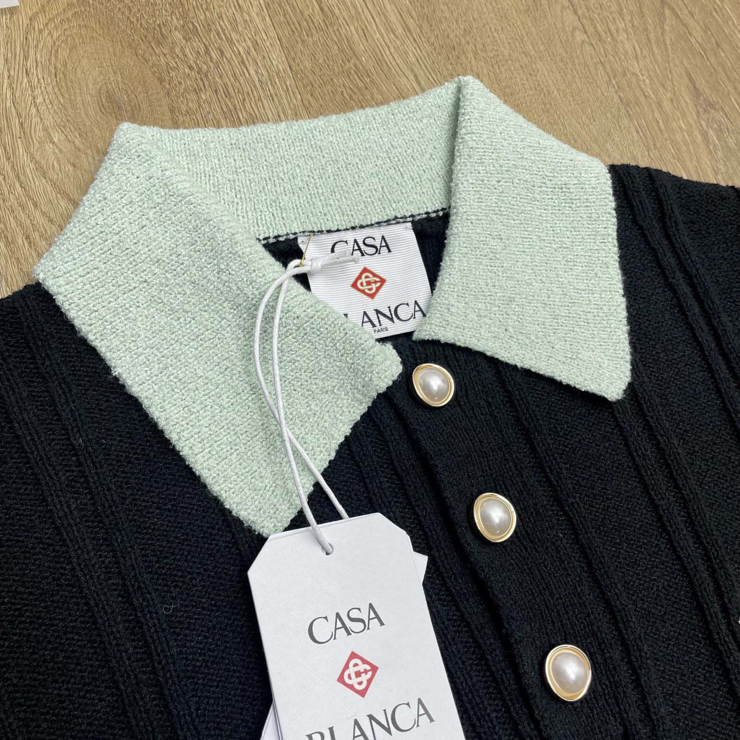 Casablanca Boucle Long Sleeve Polo Shirt     D0101 - DesignerGu