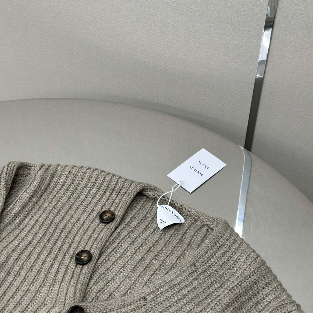 Bottega Veneta Neutral V-Neck Knit Cardigan - DesignerGu