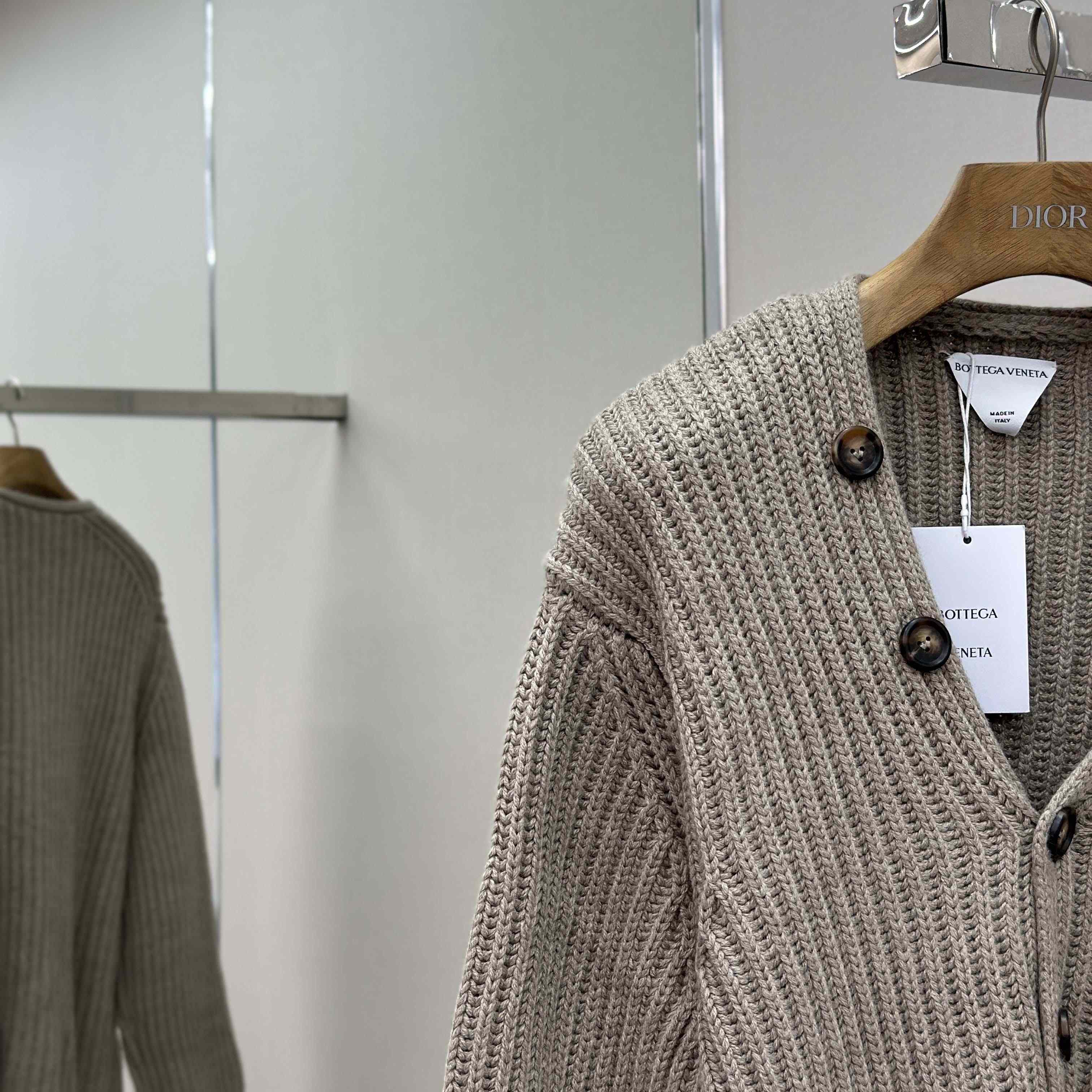 Bottega Veneta Neutral V-Neck Knit Cardigan - DesignerGu