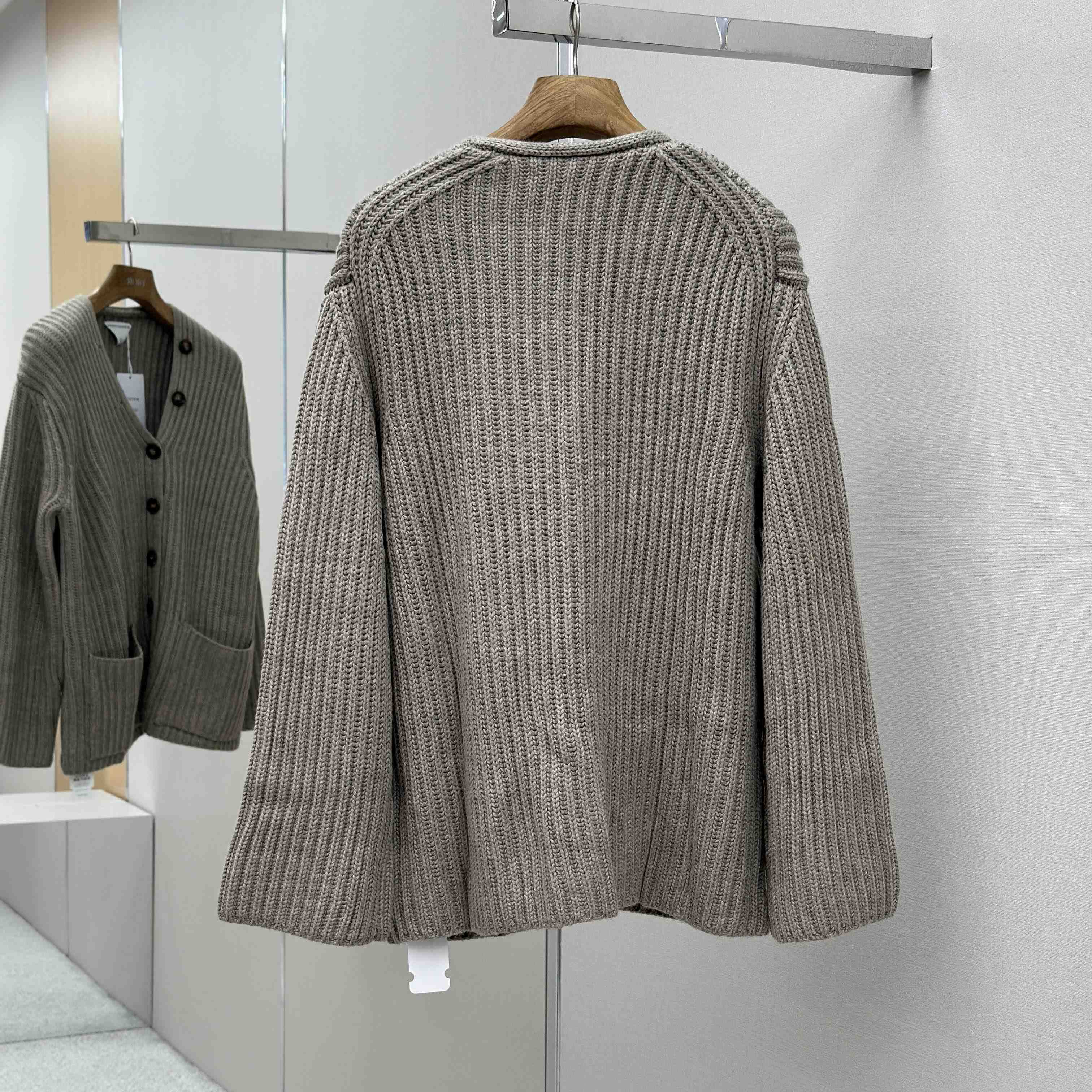 Bottega Veneta Neutral V-Neck Knit Cardigan - DesignerGu