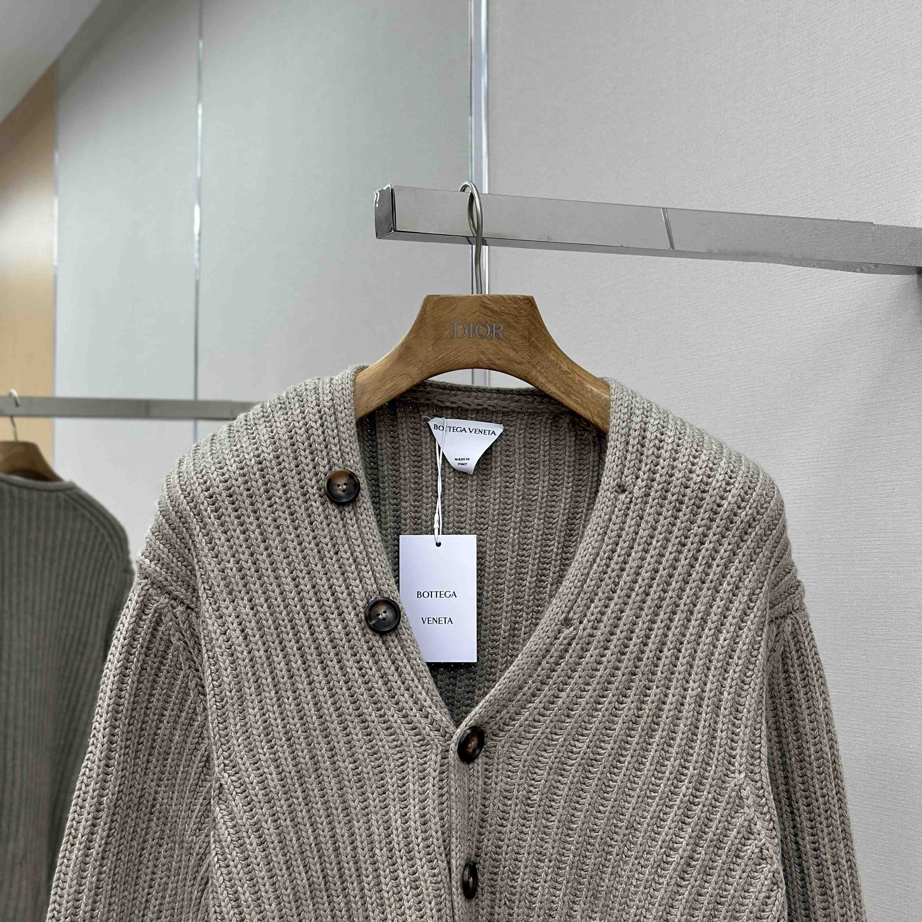 Bottega Veneta Neutral V-Neck Knit Cardigan - DesignerGu