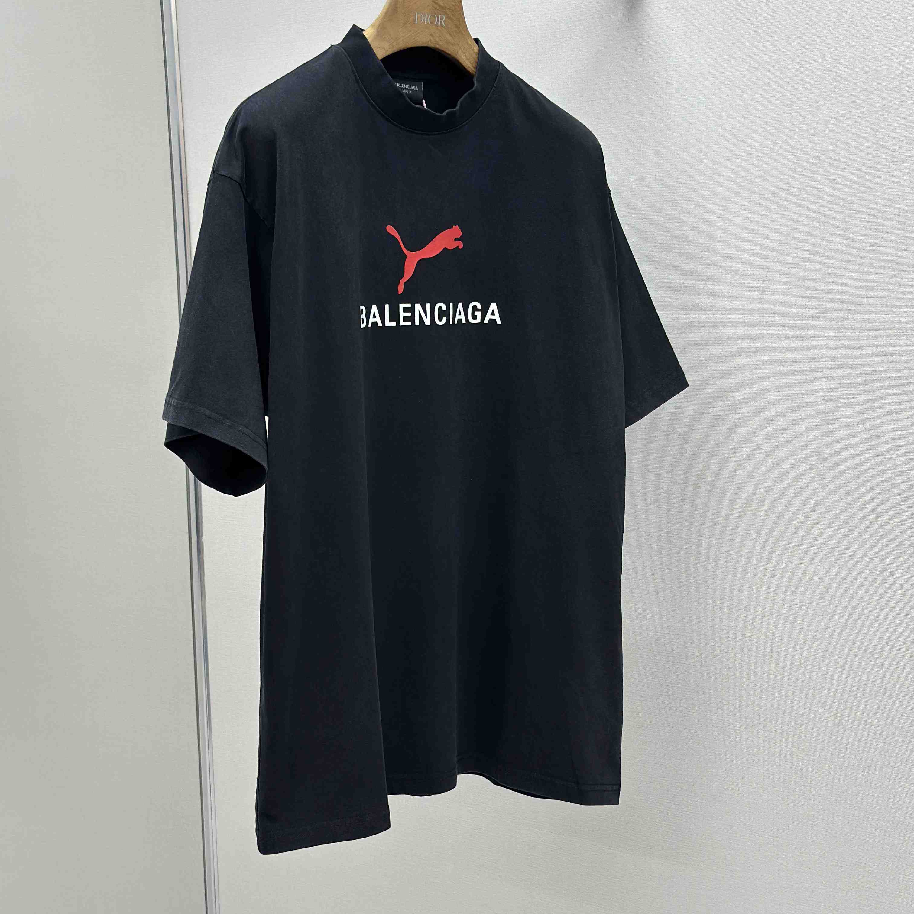 Balenciaga I PUMA Oversized T-Shirt in faded washed black dry jersey - DesignerGu