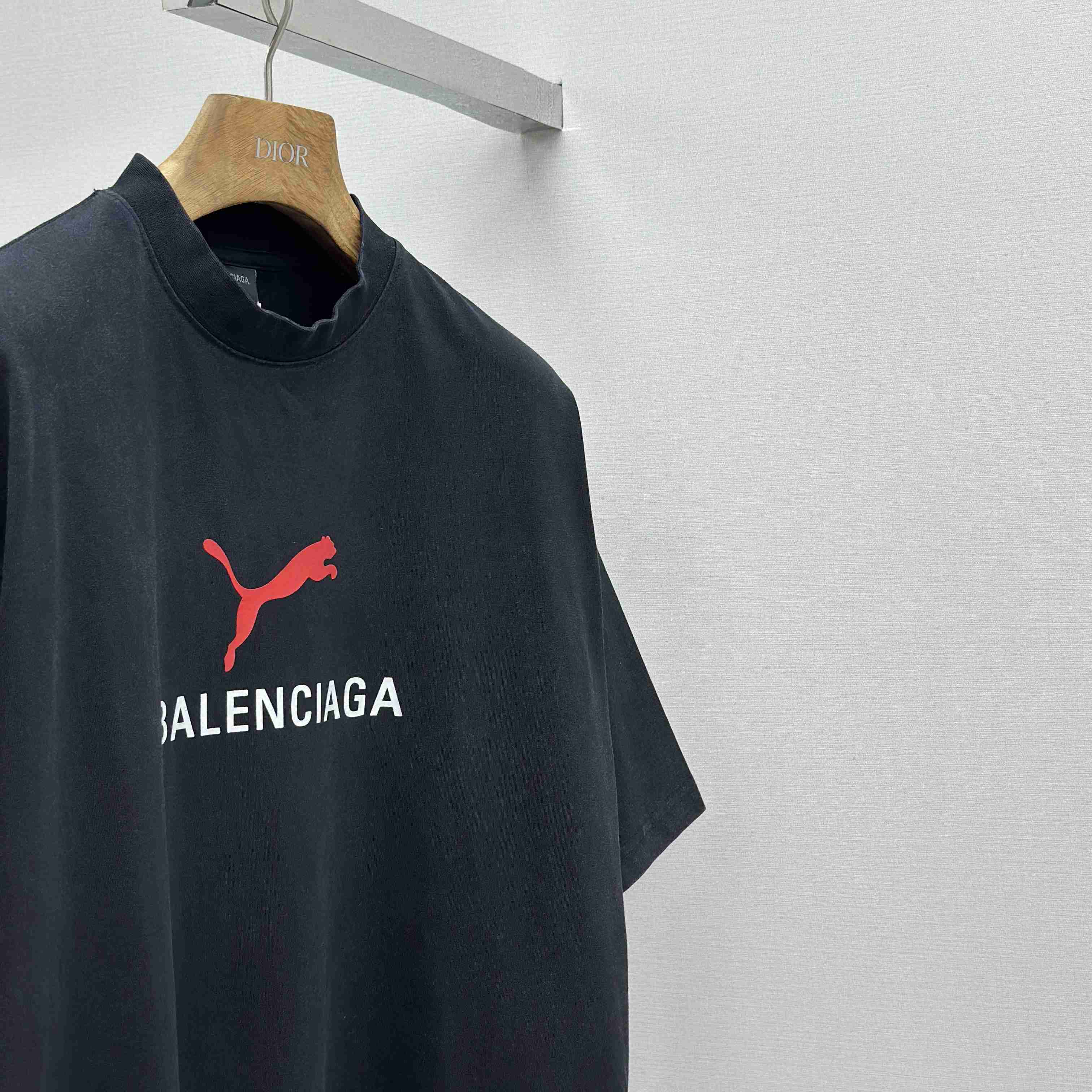 Balenciaga I PUMA Oversized T-Shirt in faded washed black dry jersey - DesignerGu