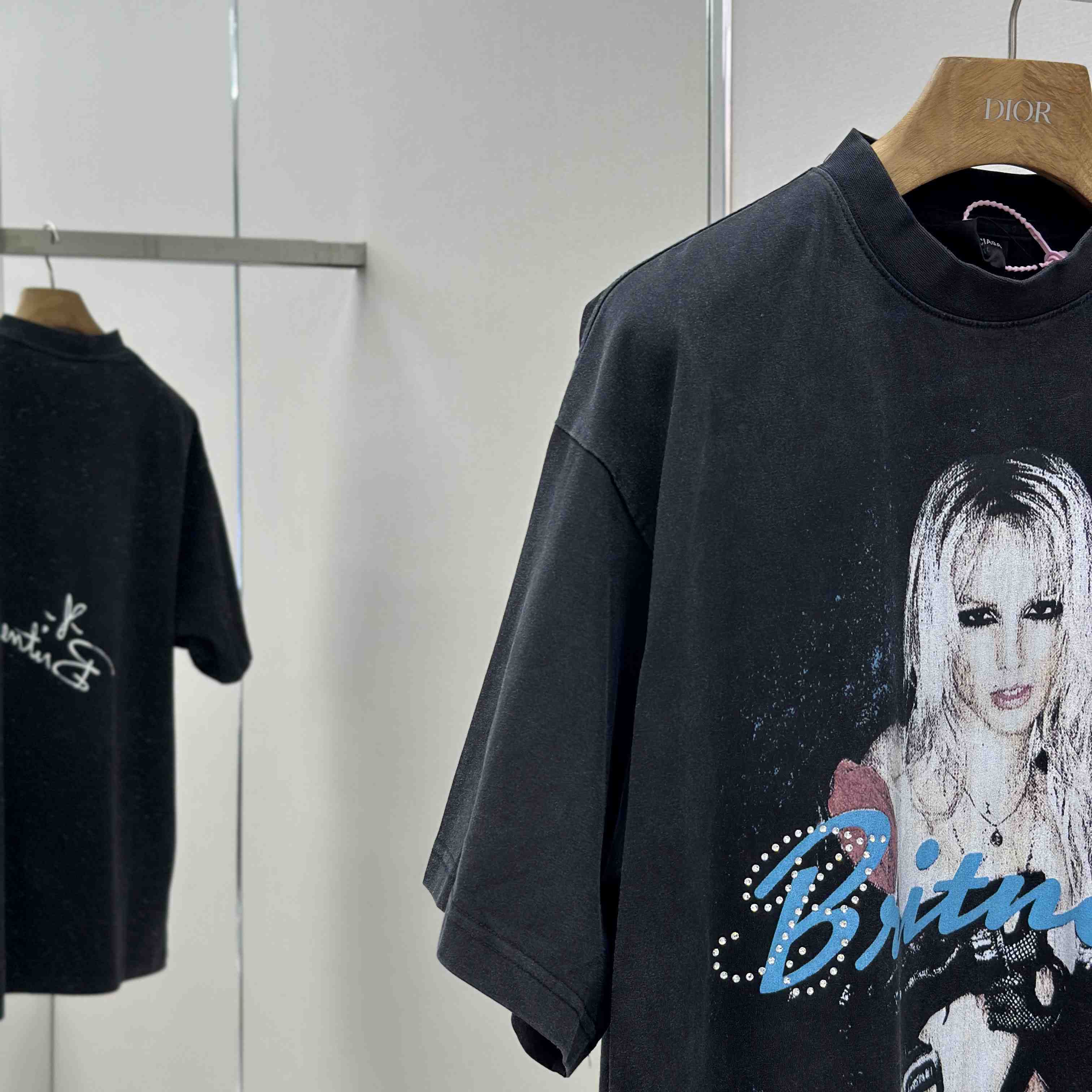Balenciaga Music | Britney Spears Series Oversized T-Shirt In Faded Black - DesignerGu