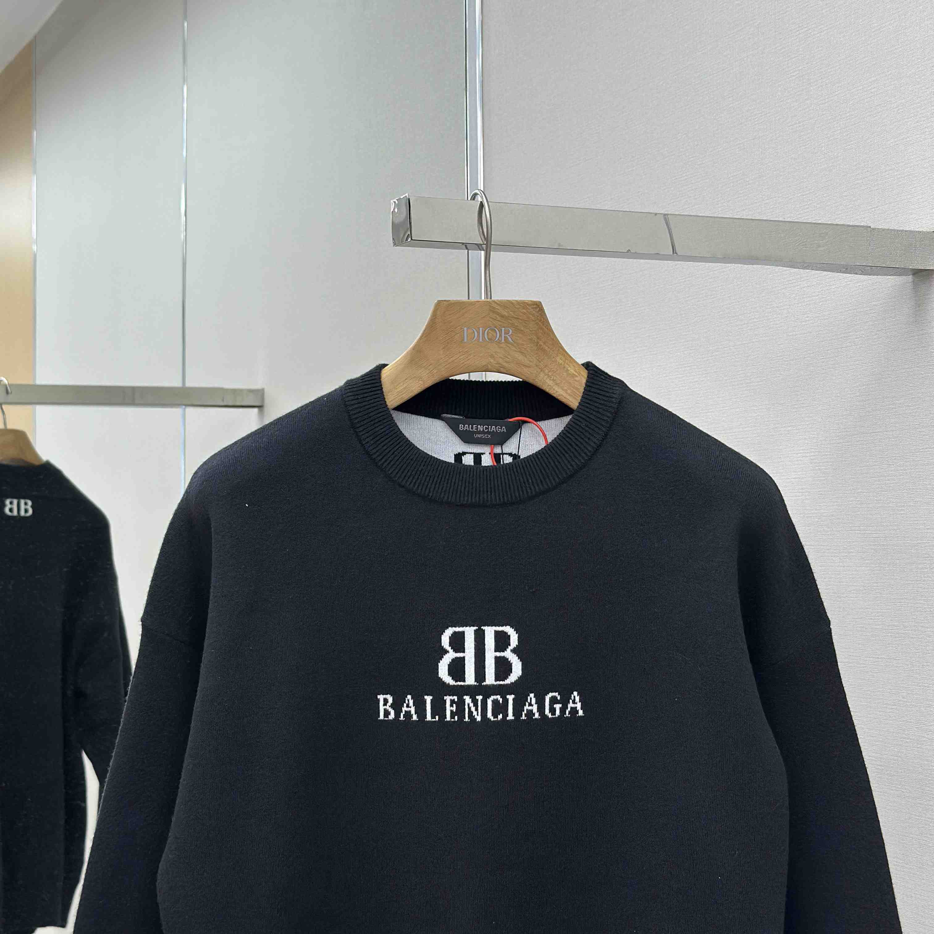 Balenciaga Crewneck Sweater In Black And White Wool Knit - DesignerGu