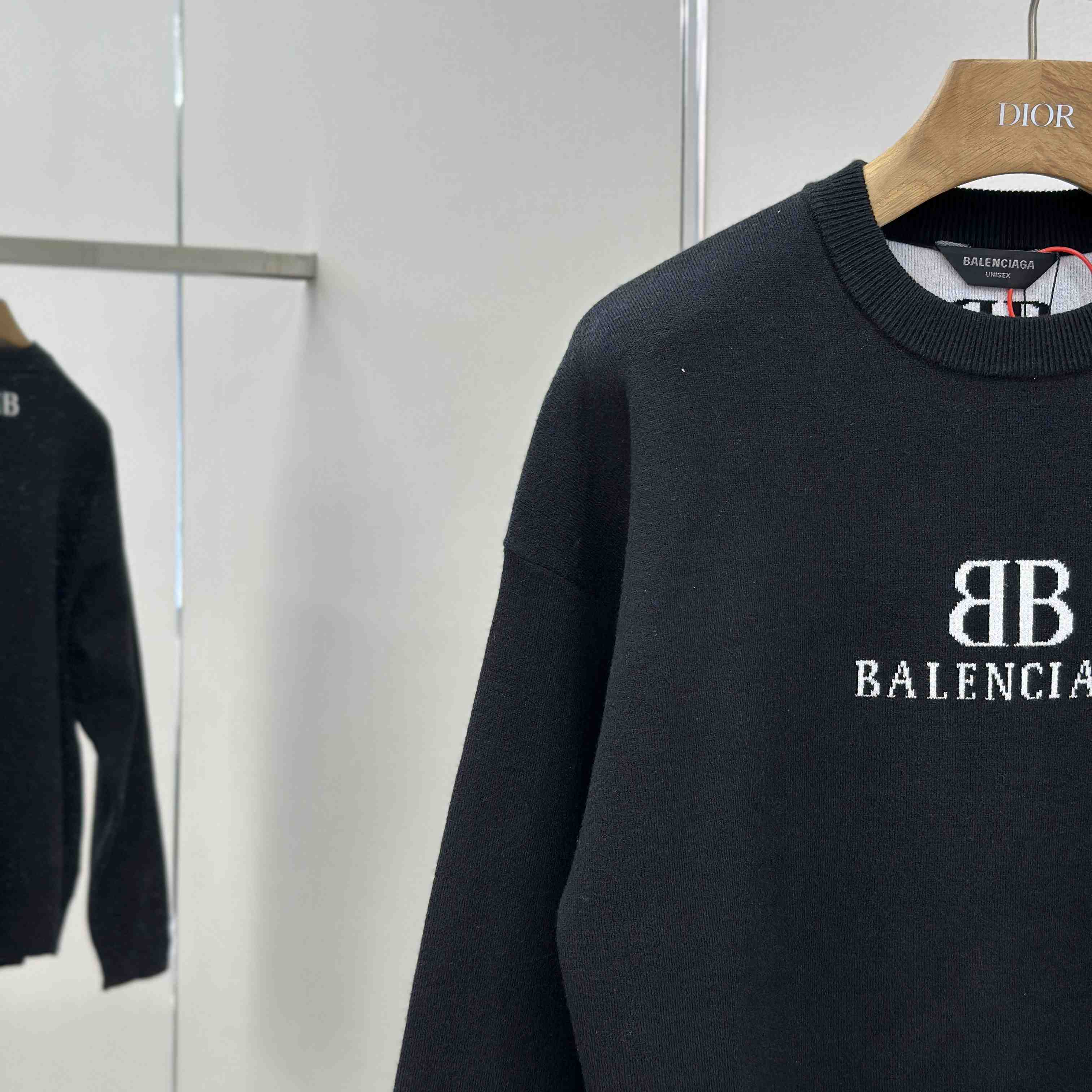 Balenciaga Crewneck Sweater In Black And White Wool Knit - DesignerGu