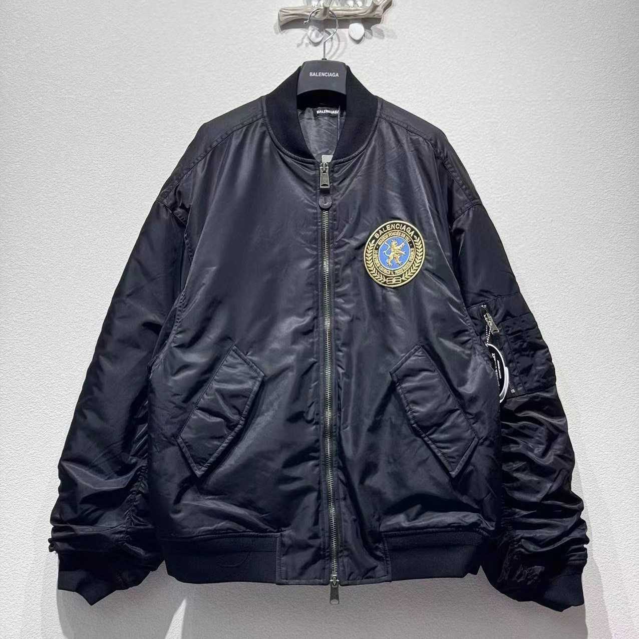 Balenciaga Bomber Jacket Large Fit In Black - DesignerGu