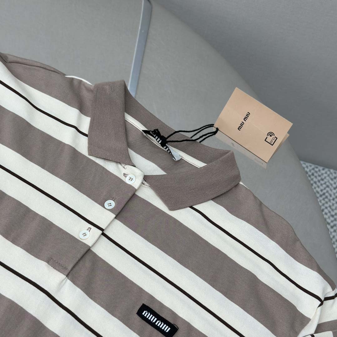 Miu Miu Striped Polo Shirt - DesignerGu