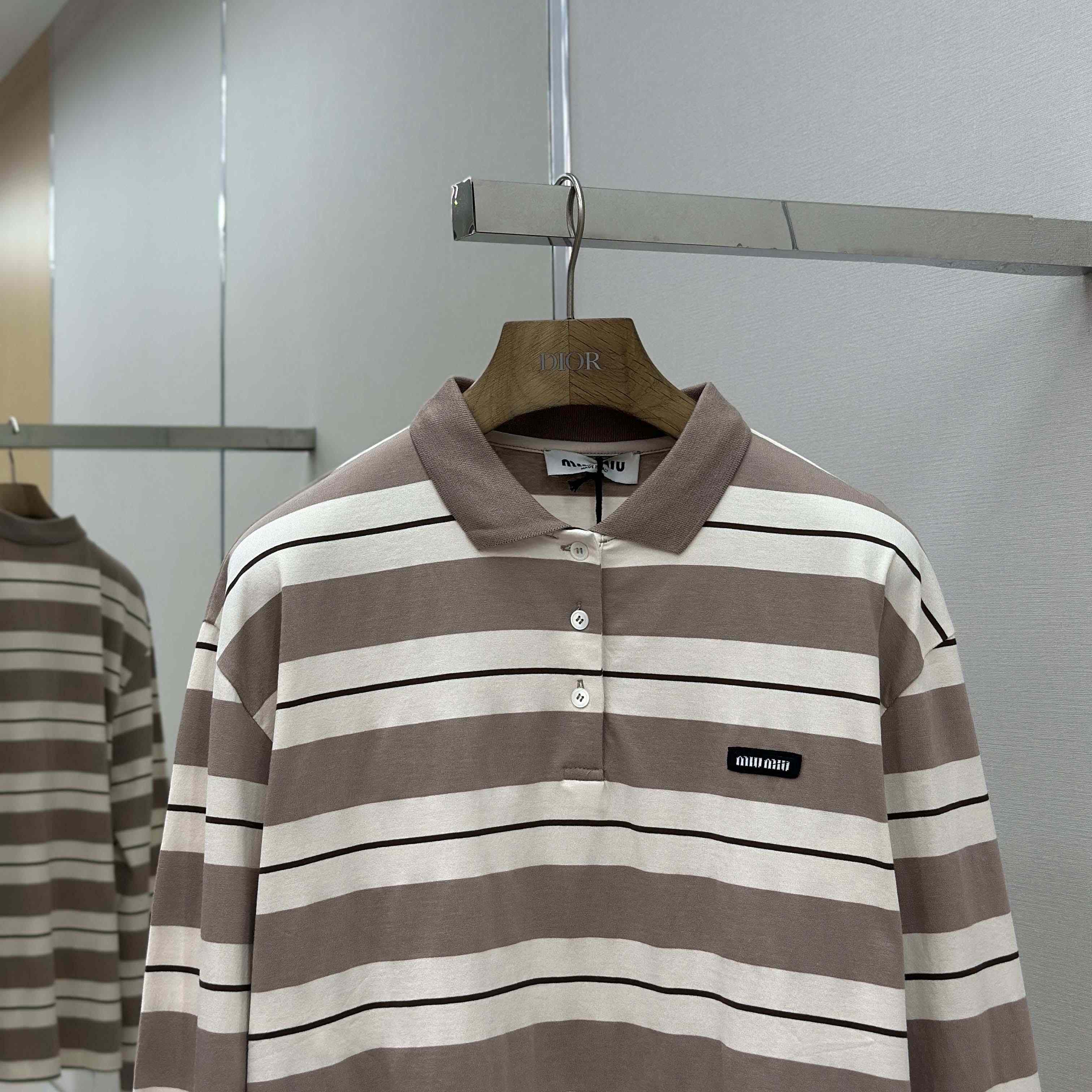Miu Miu Striped Polo Shirt - DesignerGu