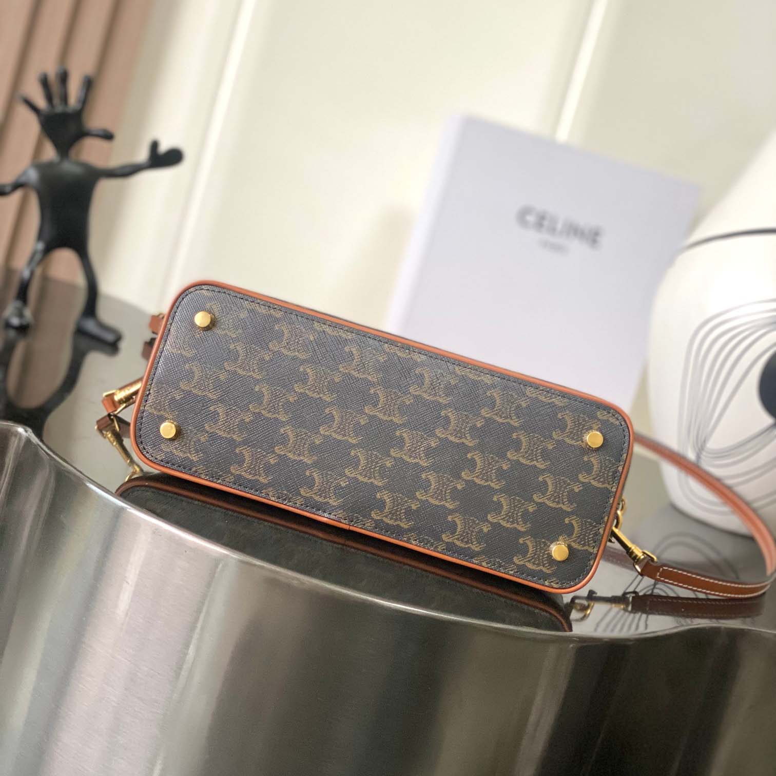 Celine Small Bowling In Triomphe Canvas And Calfskin  - DesignerGu