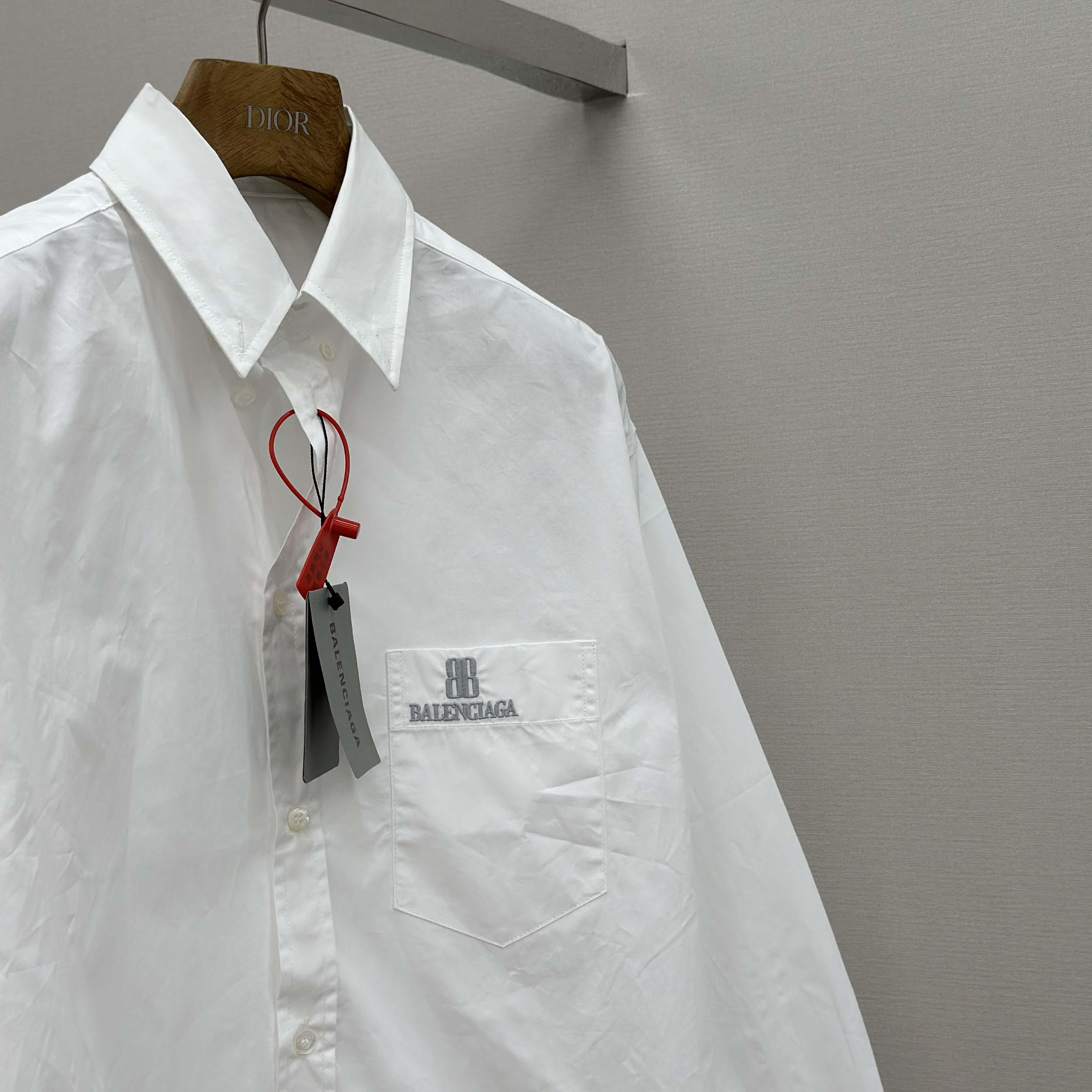 Balenciaga Large Fit Shirt In White Cotton Poplin - DesignerGu