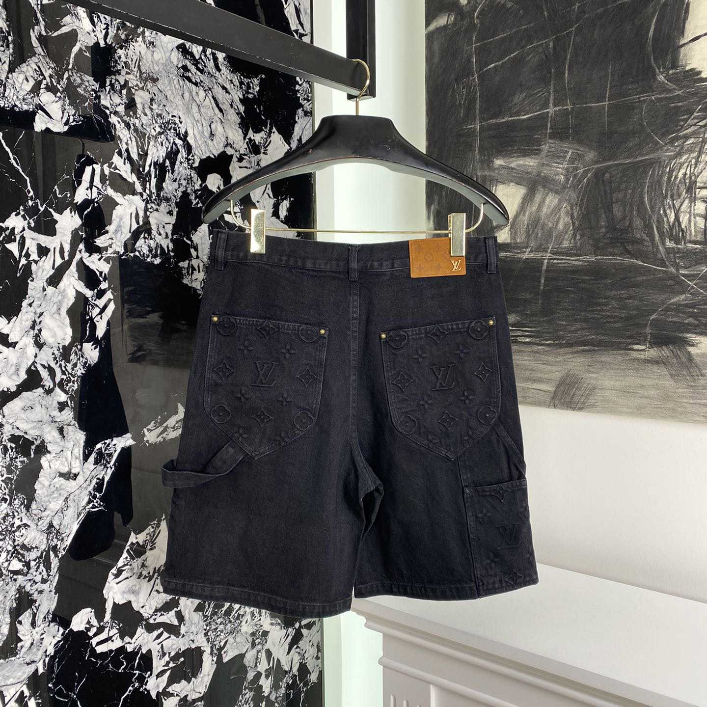 Louis Vuitton Monogram Workwear Denim Shorts Black  - DesignerGu