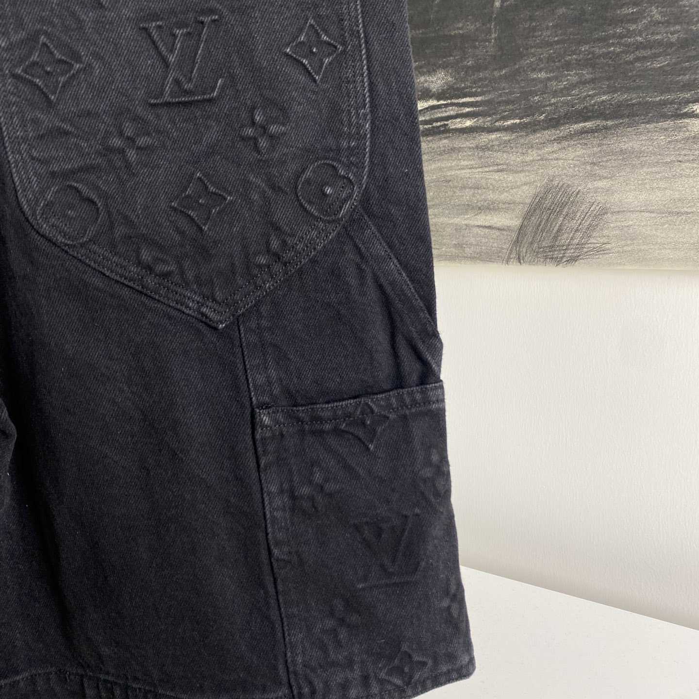Louis Vuitton Monogram Workwear Denim Shorts Black  - DesignerGu