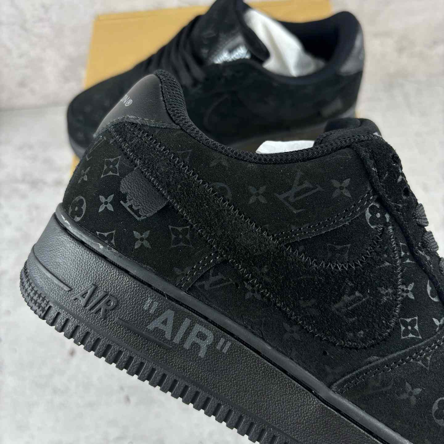 Nike x Louis Vuitton Air Force 1 Low 'Triple Black' - DesignerGu