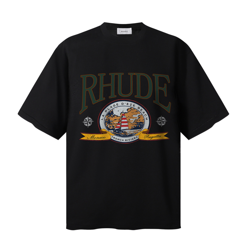 Rhude Black 'Monaco Regatta' T-shirt  - DesignerGu