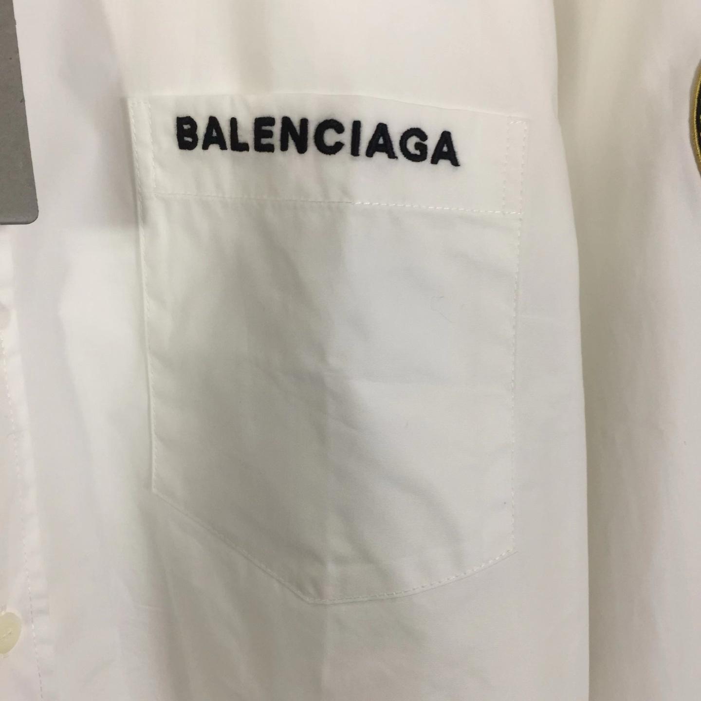Balenciaga Logo-patch Cotton Shirt - DesignerGu