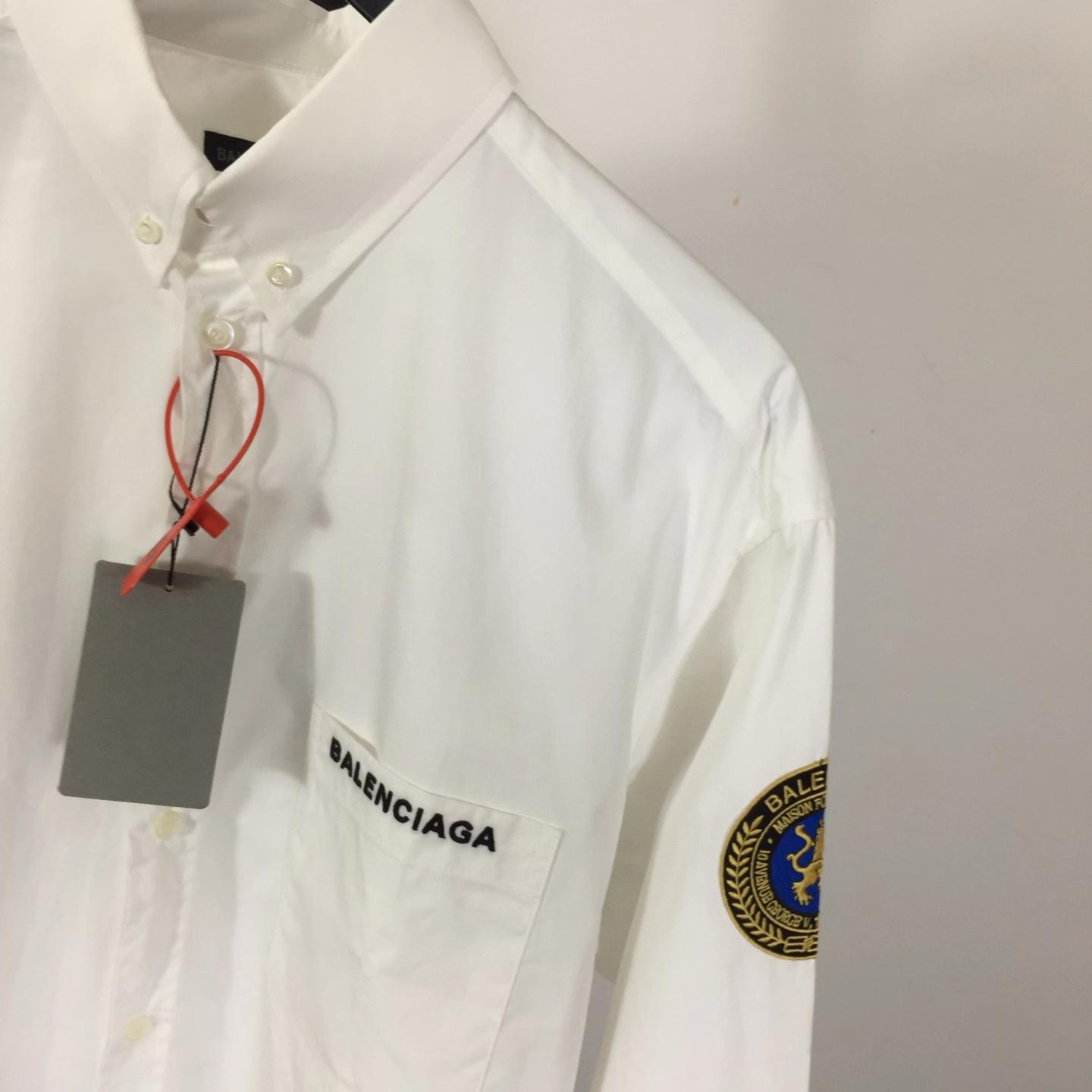 Balenciaga Logo-patch Cotton Shirt - DesignerGu