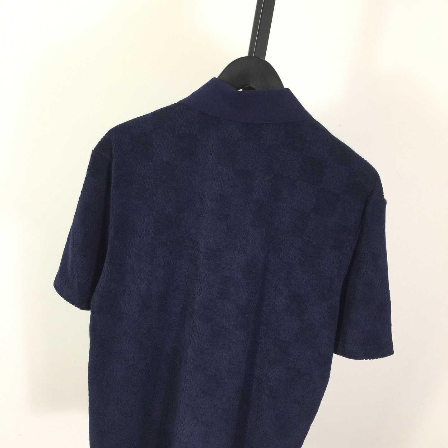 Louis Vuitton Damier French Terry Short-Sleeved Cotton-Blend Shirt   1AGK51 - DesignerGu