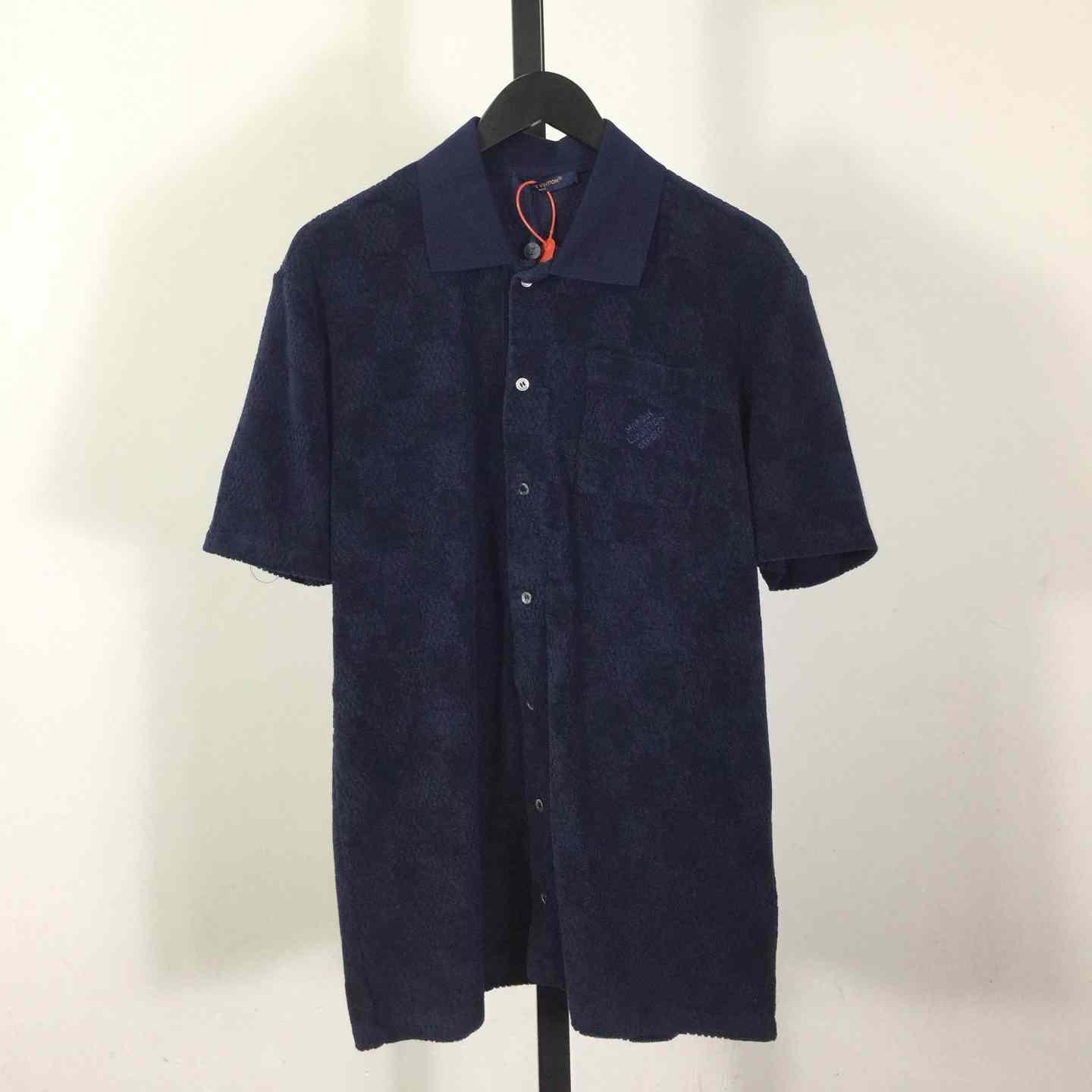 Louis Vuitton Damier French Terry Short-Sleeved Cotton-Blend Shirt   1AGK51 - DesignerGu