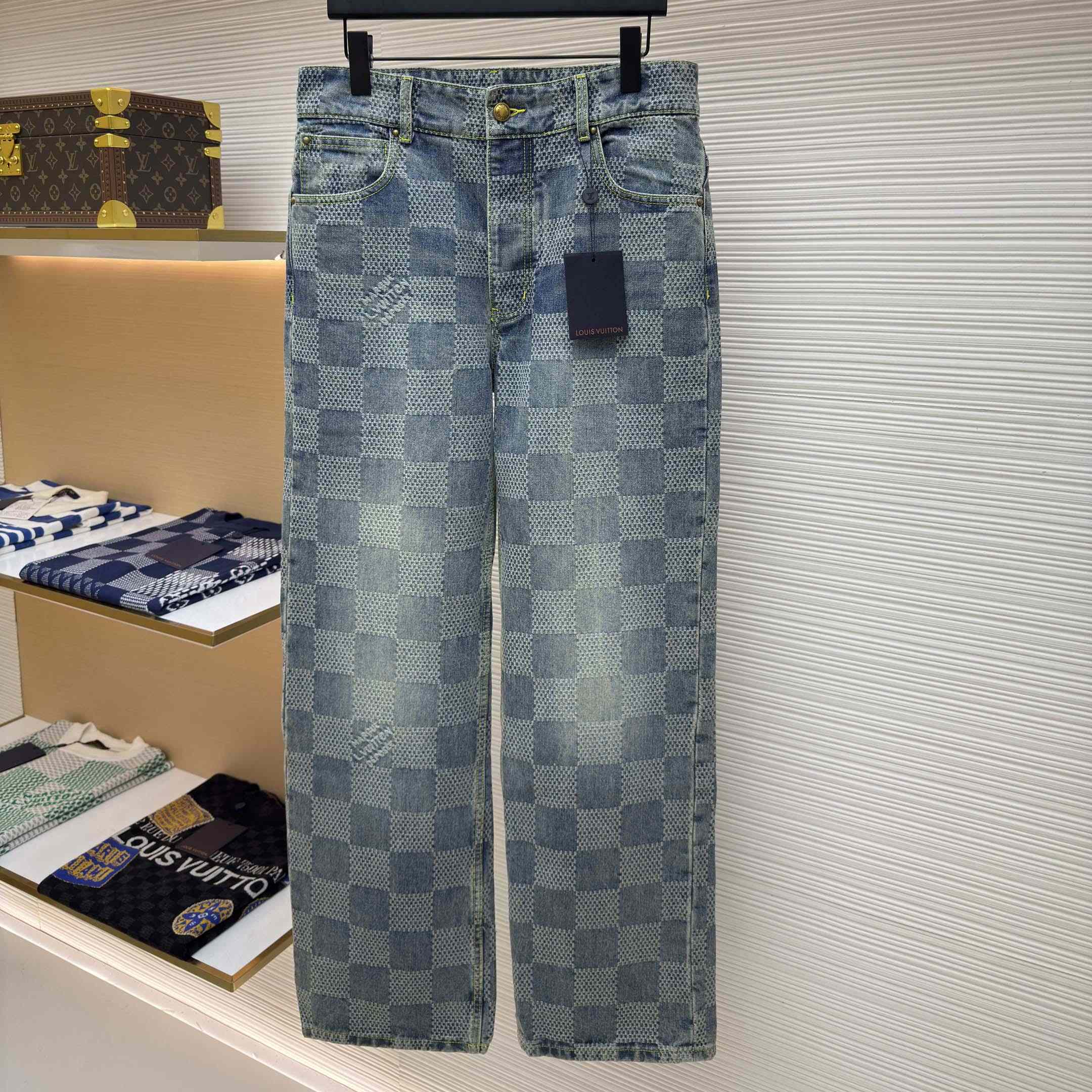 Louis Vuitton Damier Bootcut Denim Pants - DesignerGu