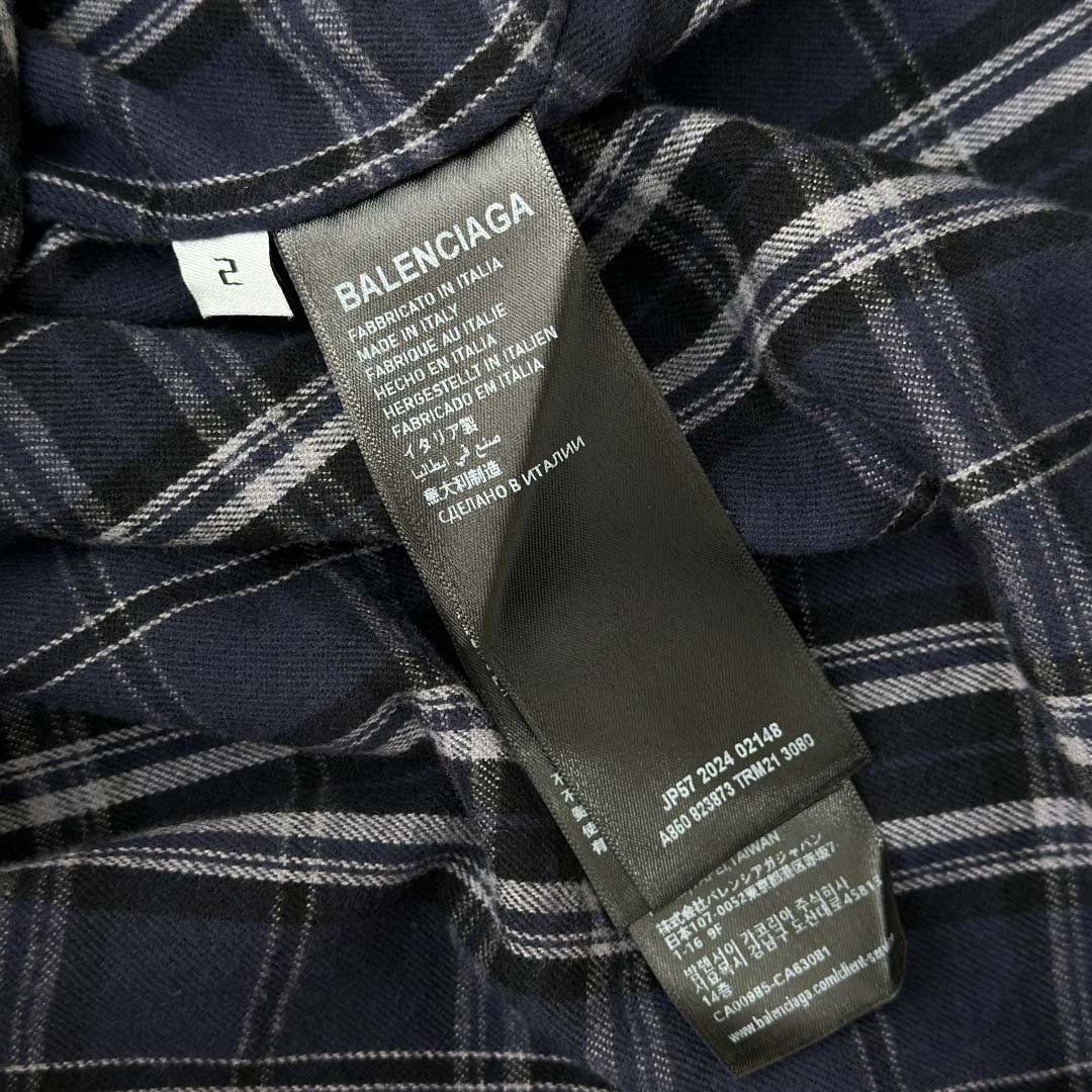 Balenciaga Logo Embroidered Hooded Check Jacket - DesignerGu