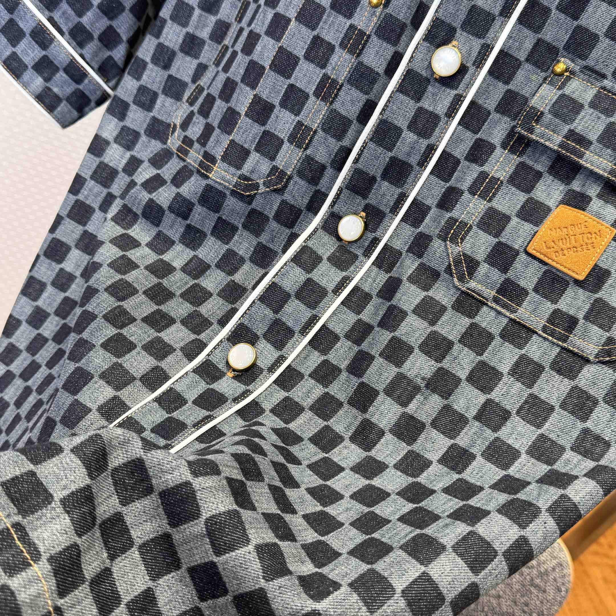 Louis Vuitton Damier Denim Baseball Shirt   1AIMJH - DesignerGu