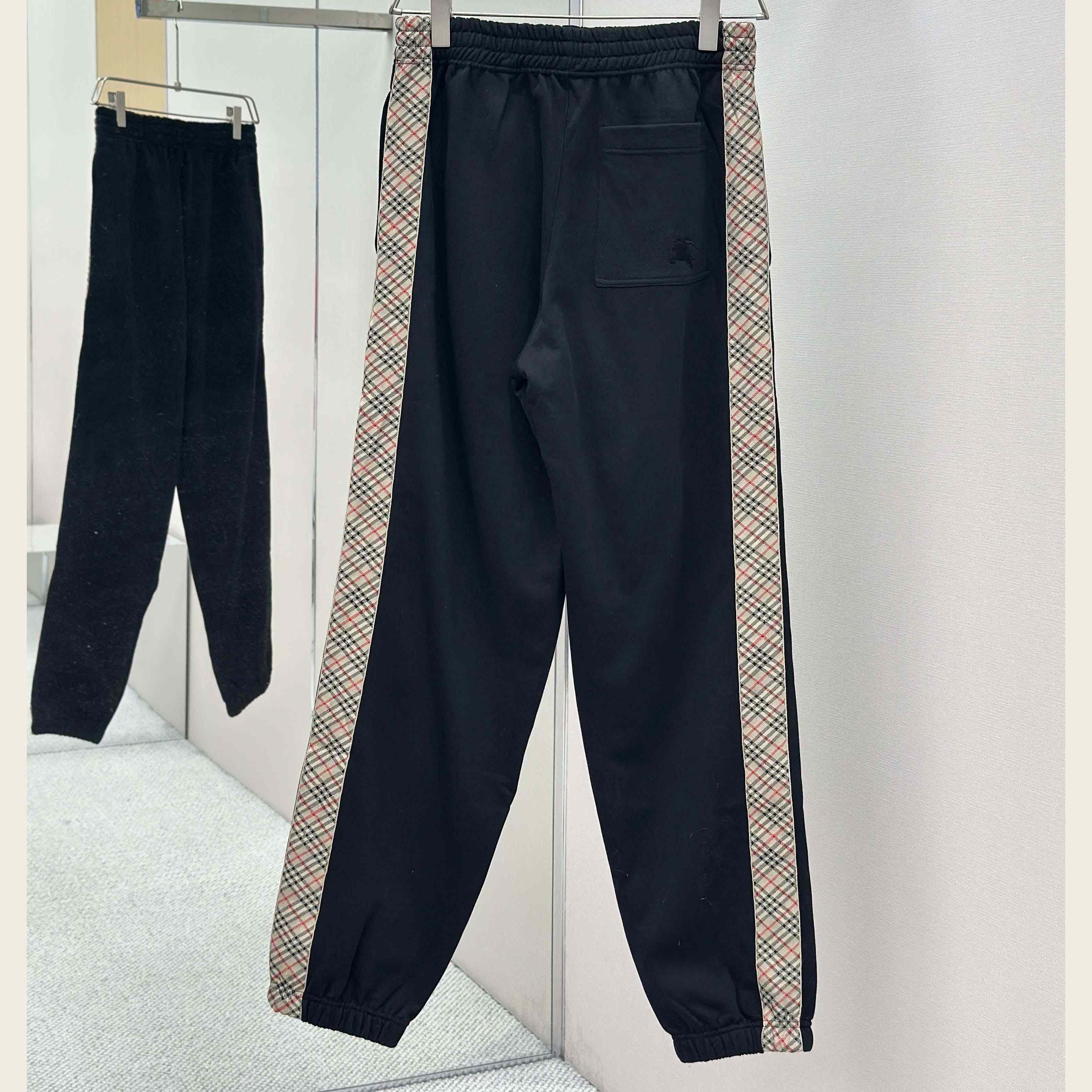 Burberry Check Trim Cotton Jogging Pants - DesignerGu
