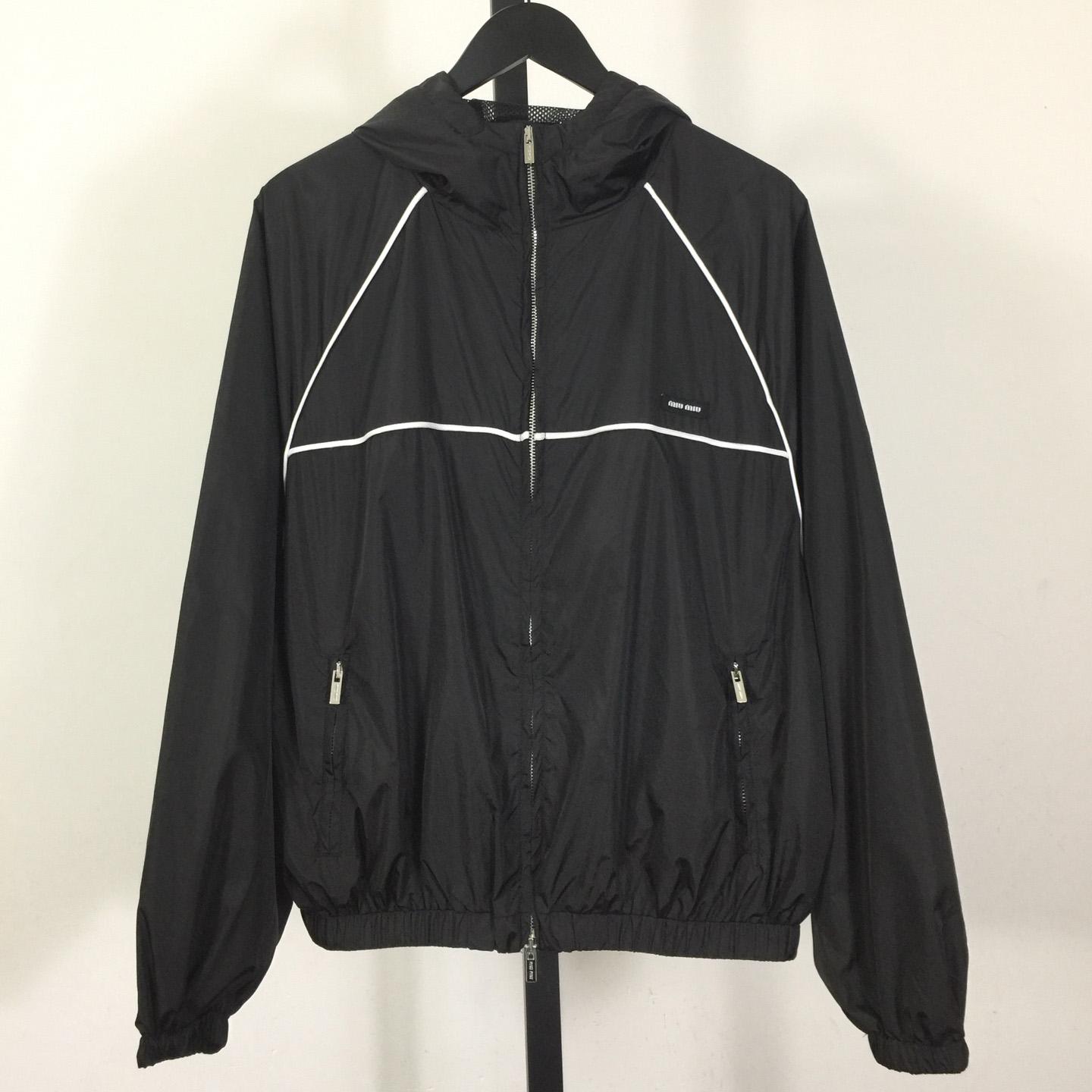 Miu Miu Aluminum Technical Silk Zipper Blouson Jacket - DesignerGu