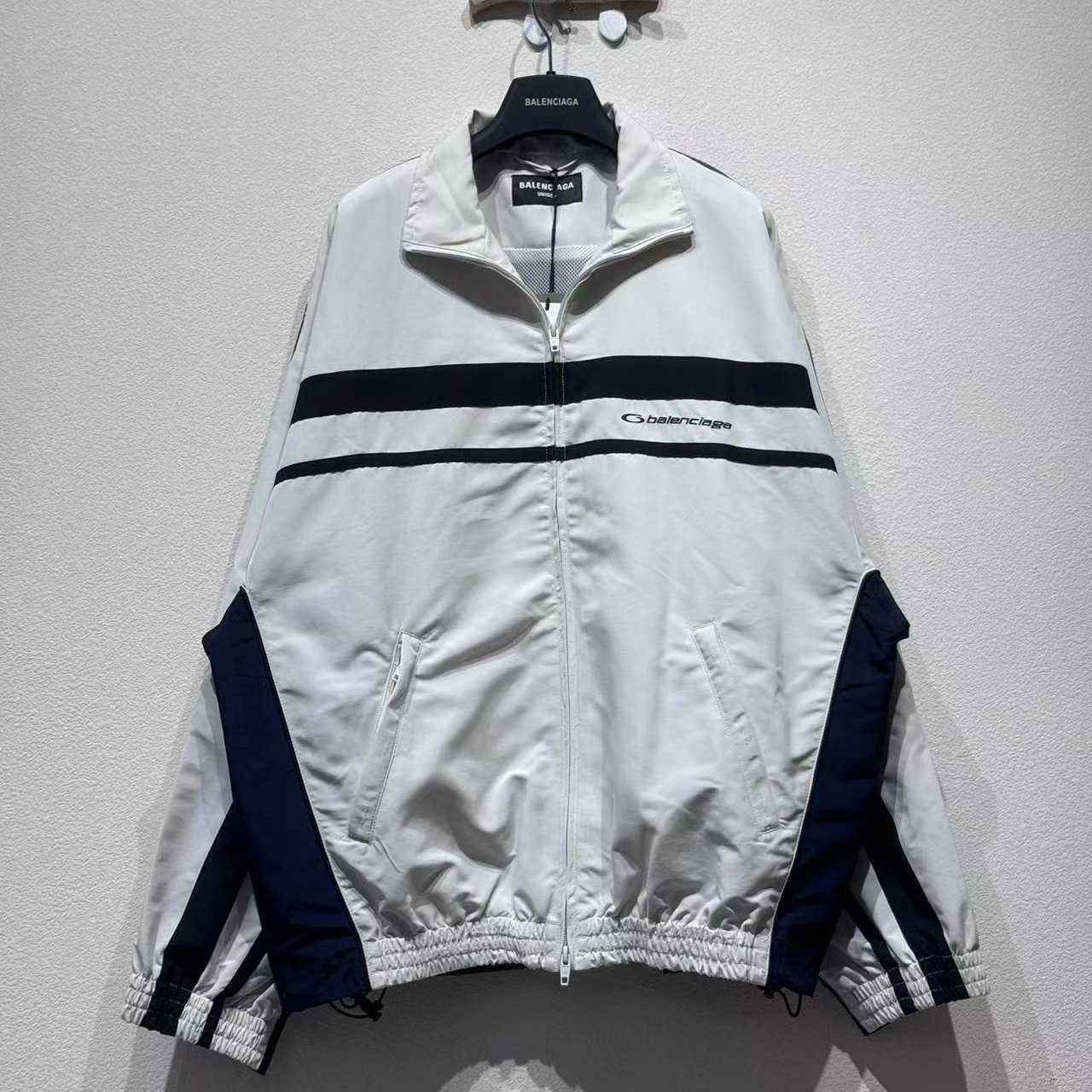 Balenciaga 50/50 Tracksuit Jacket In White And Grey - DesignerGu